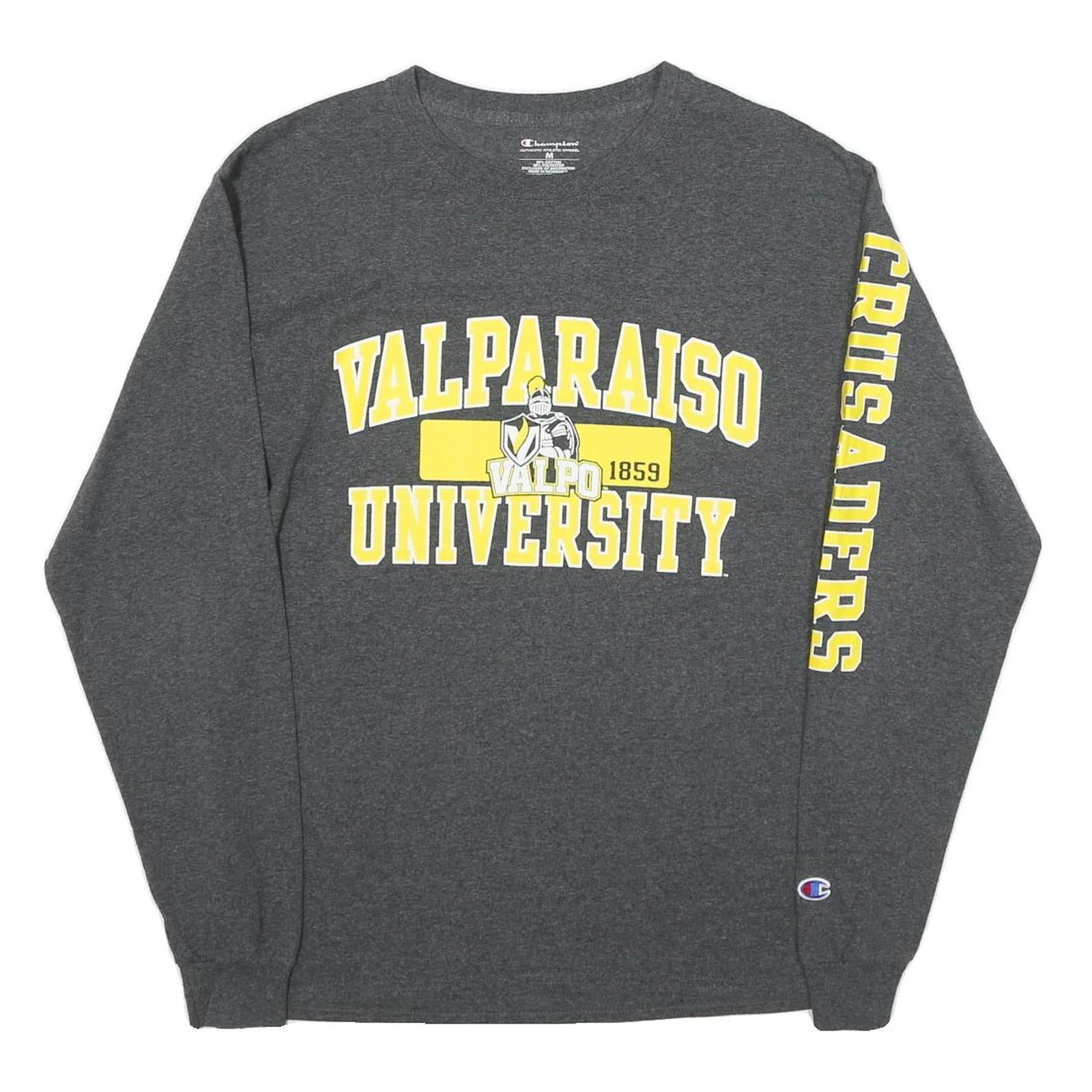 CHAMPION Mens Grey & Yellow Valparaiso University Graphic T-Shirt M Long Sleeve Refurbished - N/A refurbished available on Cerqular
