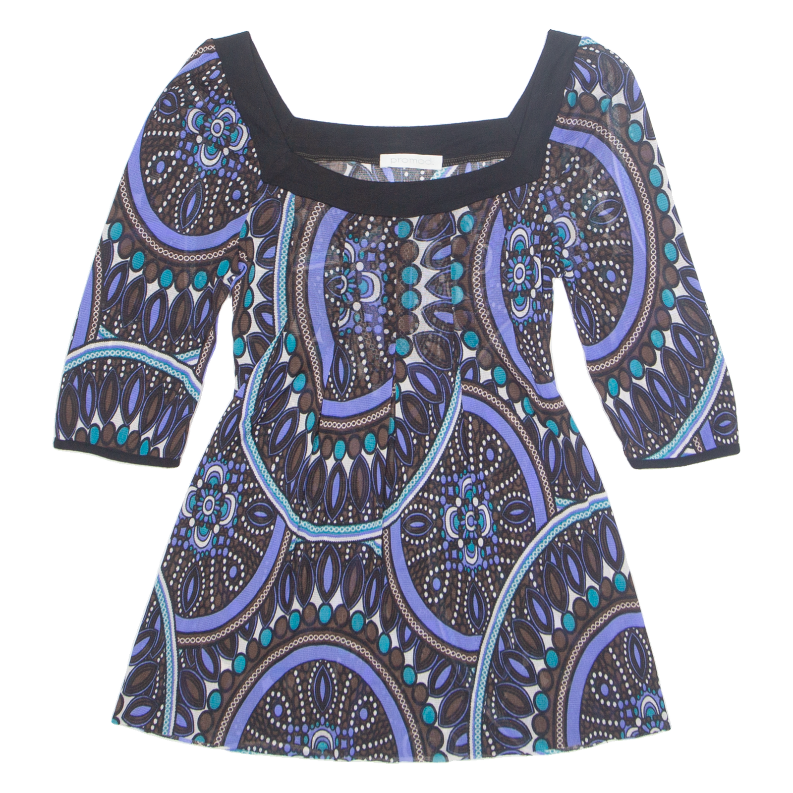 PROMOD Sheer Womens Printed Top Blue 3/4 Sleeve Floral S Refurbished - N/A refurbished available on Cerqular