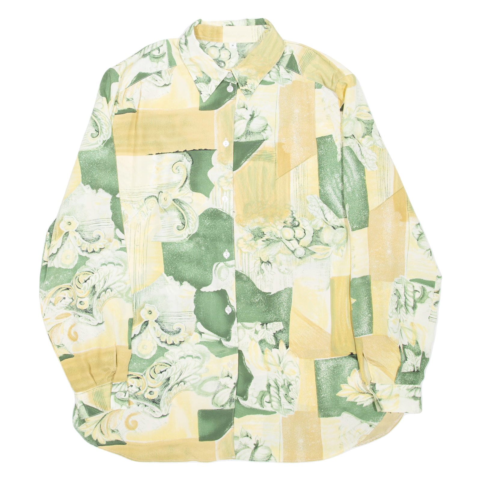 Womens Printed Shirt Green Collared Long Sleeve Crazy Pattern M Refurbished - N/A refurbished available on Cerqular