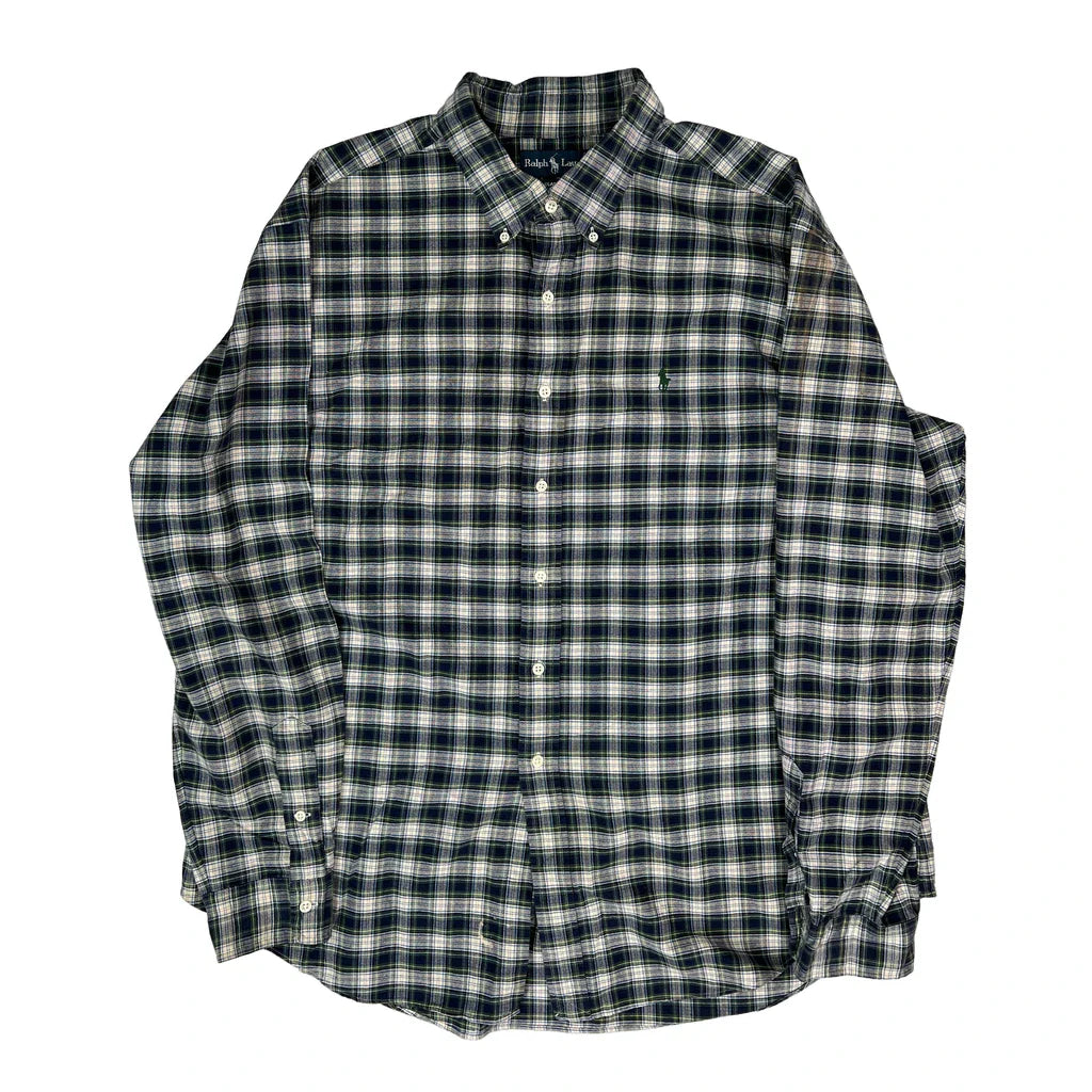 Ralph Lauren Checked Shirt - 2XL Green Cotton Refurbished - Thrifted (note: this is a term often used to describe second- refurbished available on Cerqular