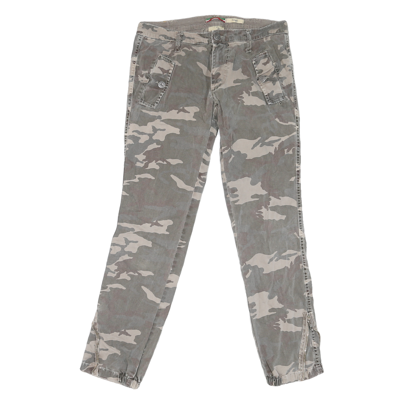 PLEASE Mens Cotton Blend Grey Camouflage Slim Skinny Trousers W30 L27 Casual Zip Refurbished - N/A refurbished available on Cerqular