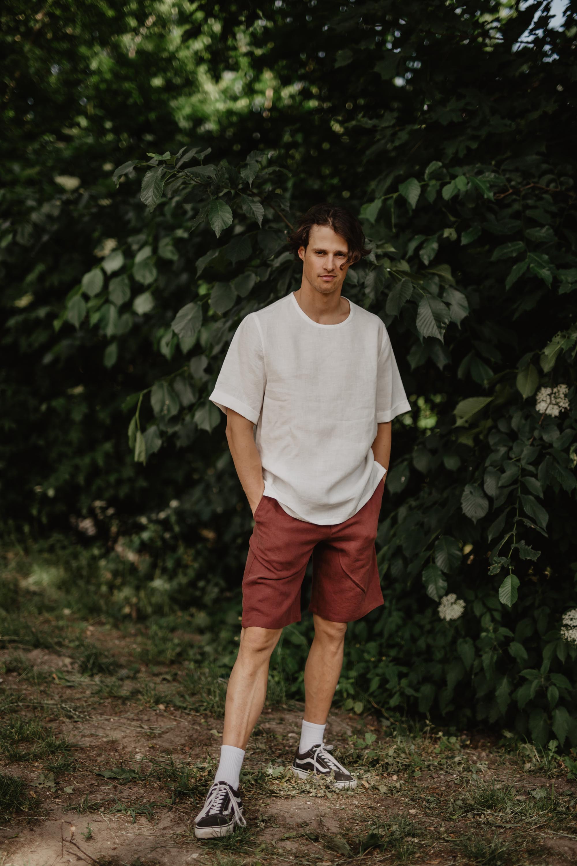 Hermes classic linen shorts in Terracotta | Size: S Refurbished - Amour Linen refurbished available on Cerqular