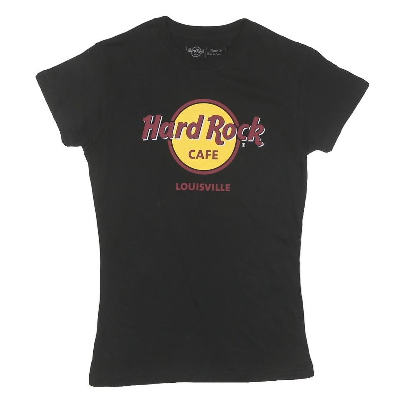 HARD ROCK CAFE Womens Black Louisville Logo Graphic T-Shirt XS Short Sleeve Crew Refurbished - N/A refurbished available on Cerqular
