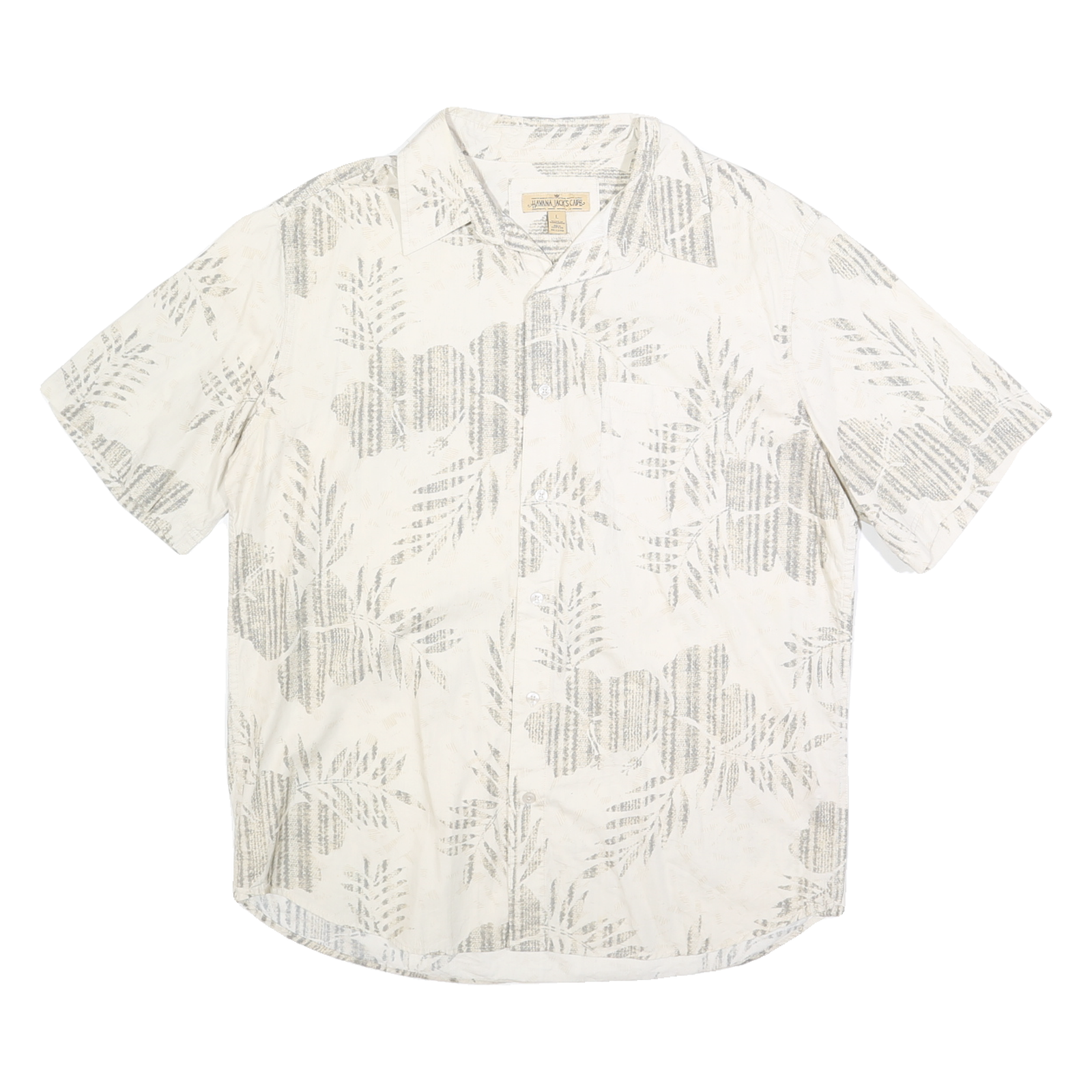 HAVANA JACKS CAFE Mens White Short Sleeve Cotton Shirt L Casual Lightweight Refurbished - N/A refurbished available on Cerqular