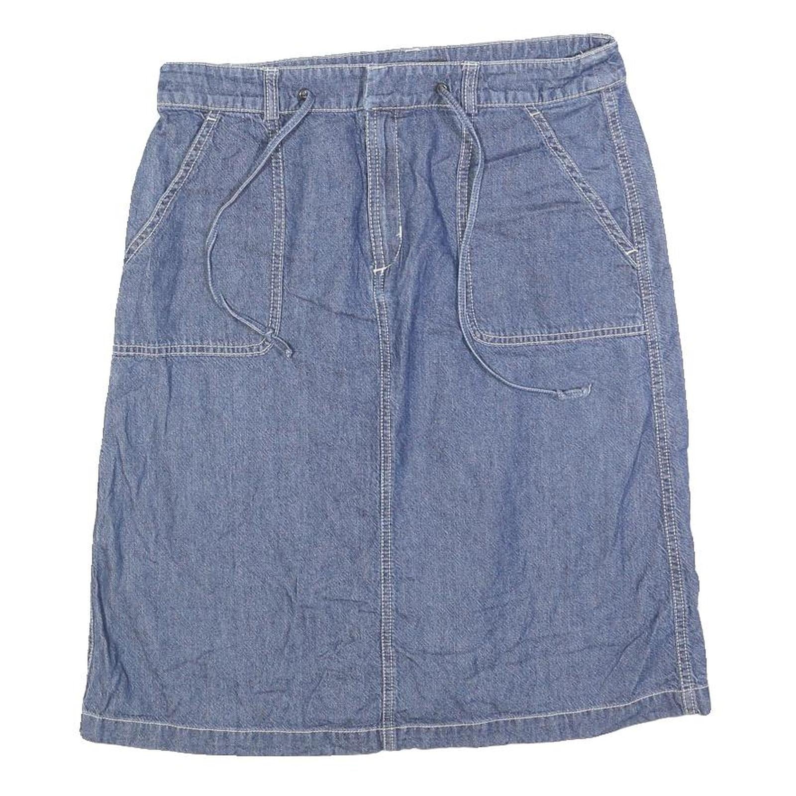 EDDIE BAUER Womens Blue Denim A-Line Knee Length Cotton Blend Skirt M Casual Refurbished - N/A refurbished available on Cerqular
