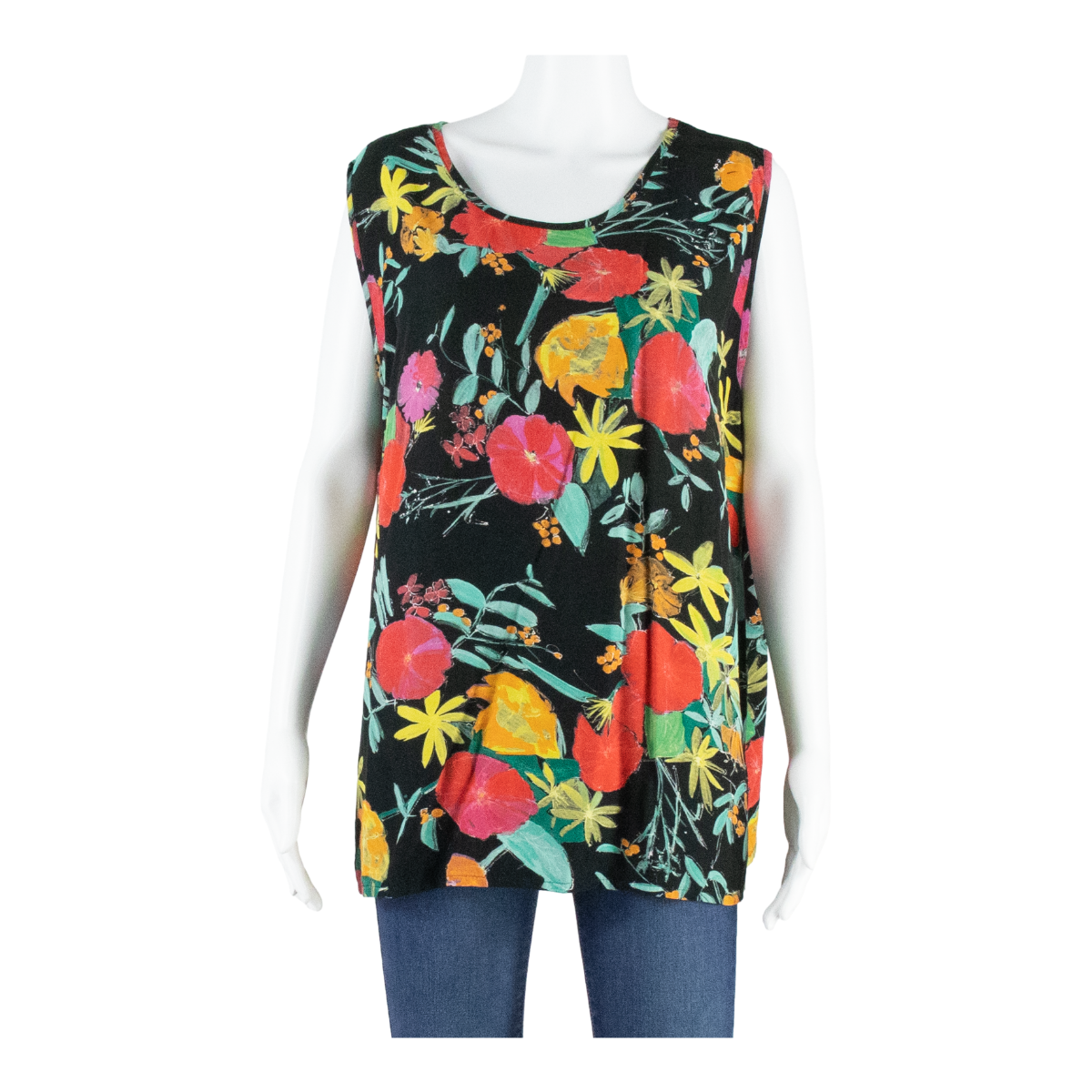 Womens Printed Vest Black Sleeveless Floral M Refurbished - N/A refurbished available on Cerqular