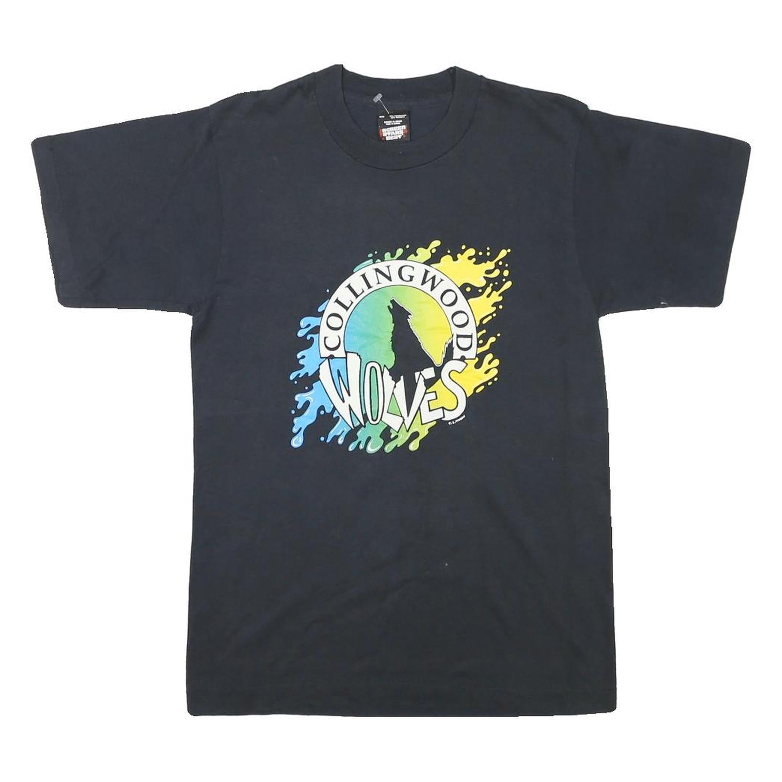 THE BEST Mens Black Collingwood Wolves Graphic T-Shirt M Short Sleeve Crew Neck Refurbished - N/A refurbished available on Cerqular