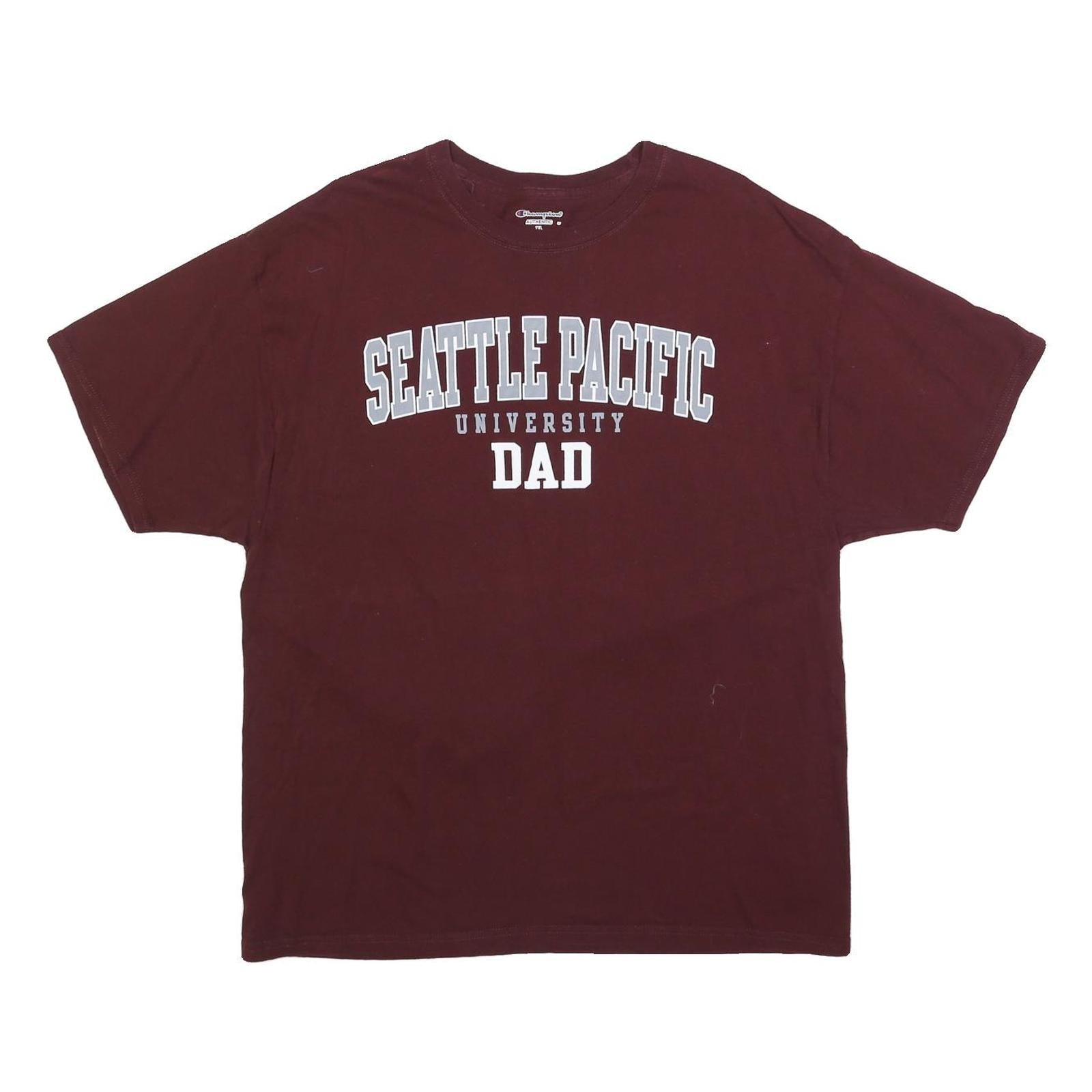 CHAMPION Mens Maroon Seattle Pacific University Dad Graphic T-Shirt XL Crew Neck Refurbished - N/A refurbished available on Cerqular