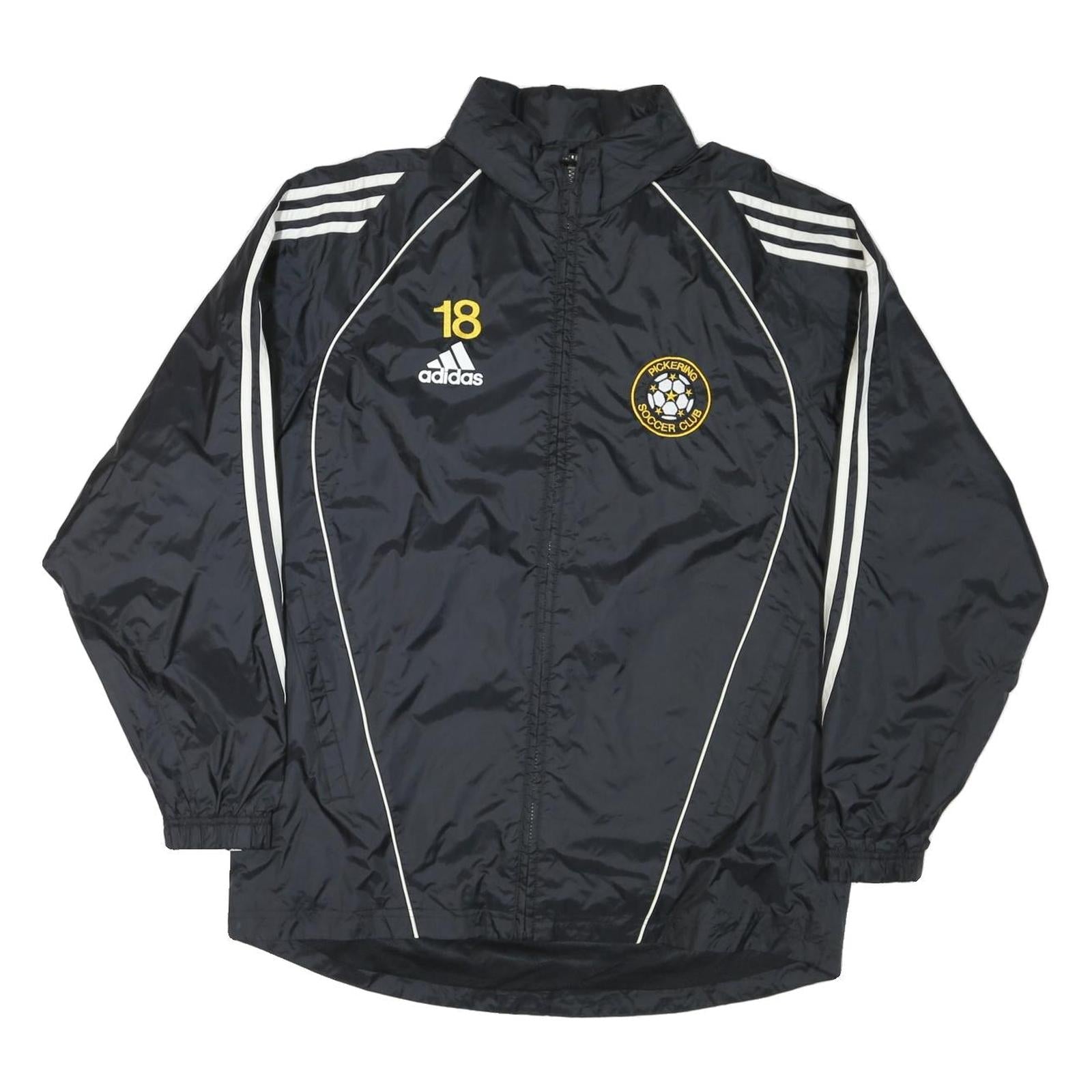 ADIDAS Womens Black Nylon Zip Jacket L Sports Pickering Soccer Club Logo Refurbished - N/A refurbished available on Cerqular