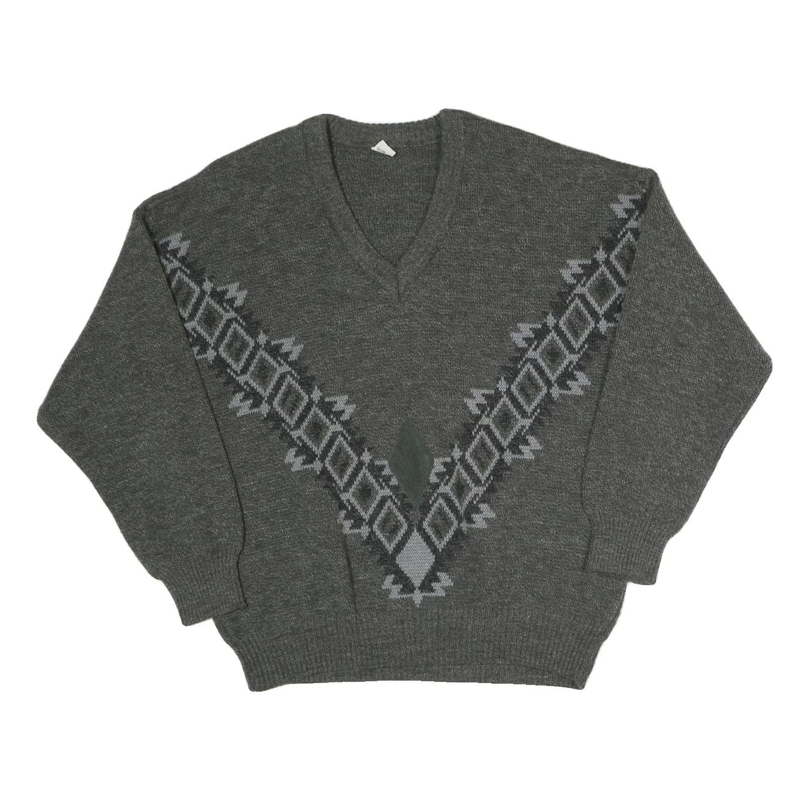 N/A Mens Grey V Patterned V-Neck Basic Knit Jumper XL Cotton Blend Classic Refurbished - N/A refurbished available on Cerqular