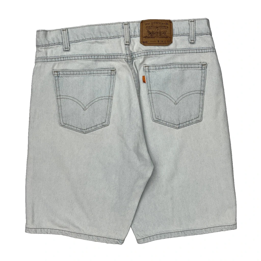 Levis Denim Shorts - 34W 10L Light Wash Cotton Refurbished - Thrifted (note: this is a term often used to describe second- refurbished available on Cerqular