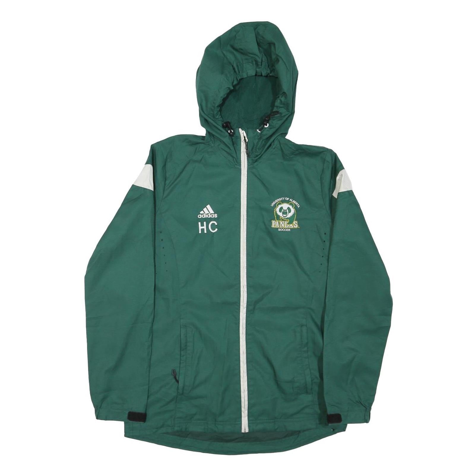 ADIDAS Mens Green White University Of Alberta Panlas Soccer Jacket S Nylon Zip Refurbished - N/A refurbished available on Cerqular