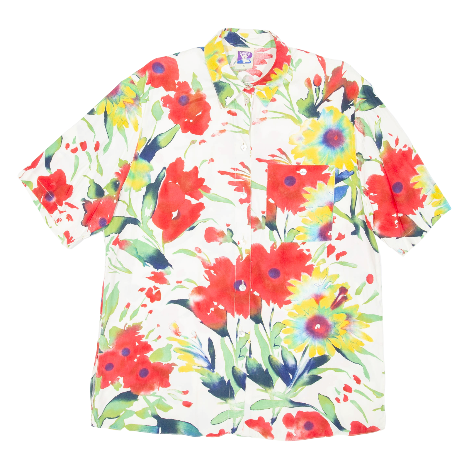 YESSICA Womens Shirt Red Viscose Floral L Refurbished - N/A refurbished available on Cerqular