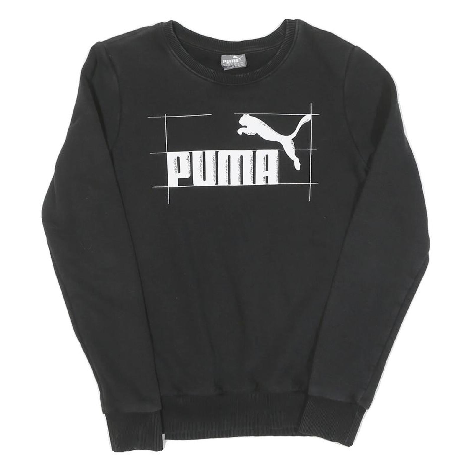 PUMA Womens Black Cotton Crew Neck UK 10 Logo Print Sweatshirt Casual Refurbished - N/A refurbished available on Cerqular