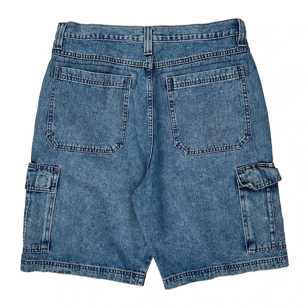 Wrangler Cargo Shorts - 33W 9L Blue Cotton Refurbished - Thrifted (note: this is a term often used to describe second- refurbished available on Cerqular