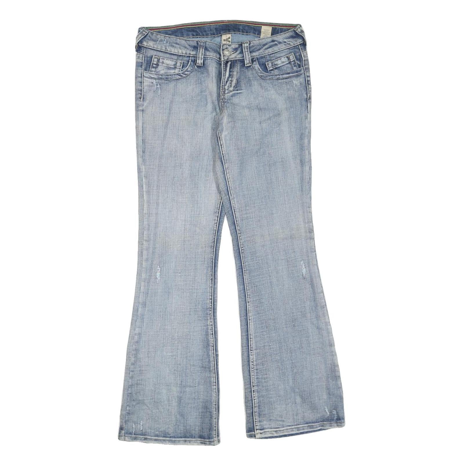 Womens Regular Fit Flared Denim Light Blue Cotton Blend Jeans W34 L32 Zip Refurbished - N/A refurbished available on Cerqular