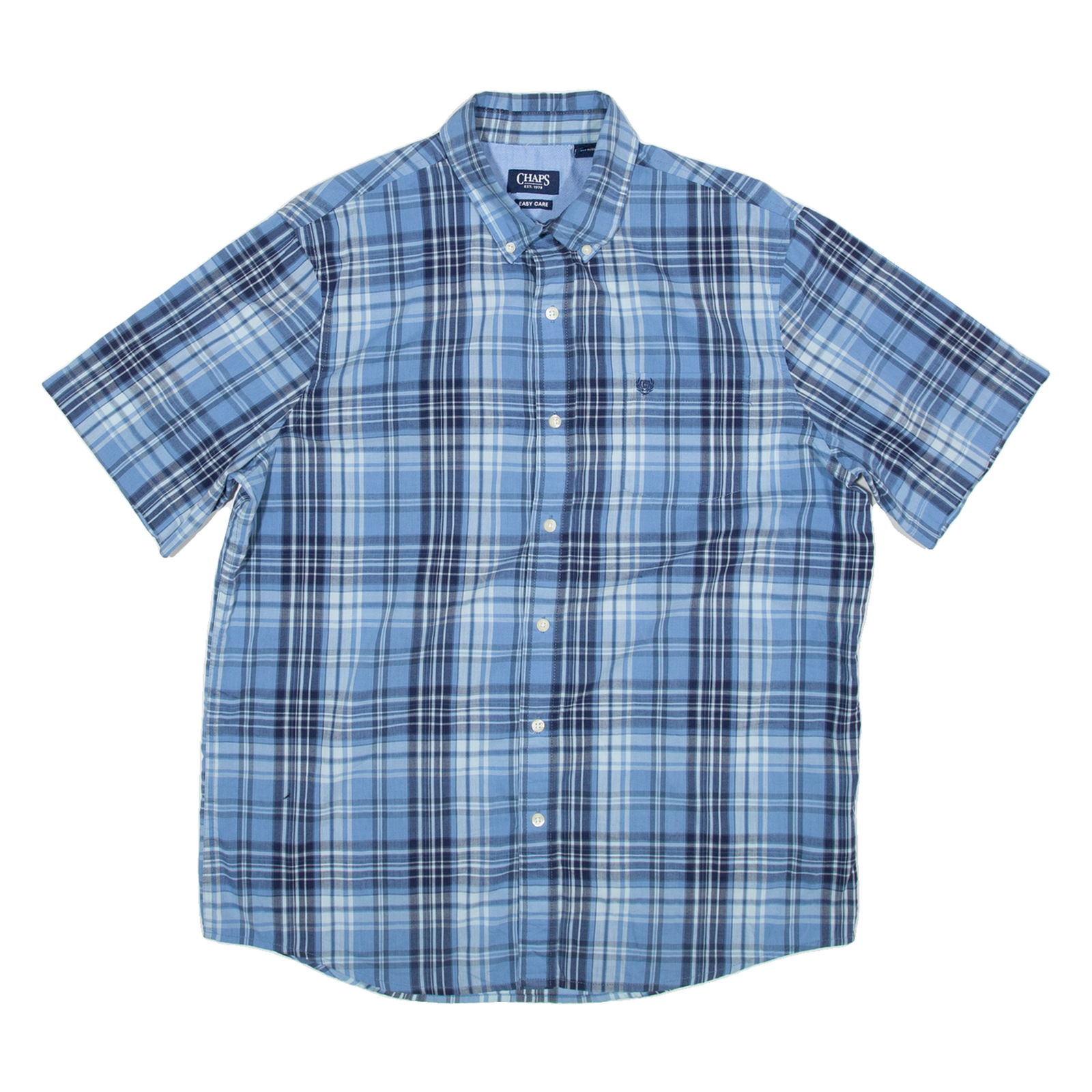 CHAPS Easy Care Mens Shirt Blue Check L Refurbished - N/A refurbished available on Cerqular