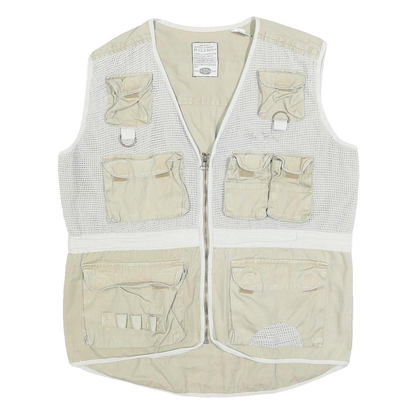 Buy BUGLE BOY Mens Beige Cotton Utility Mesh Jacket L Multi Pocket Zip Button Refurbished - $49.39 BUGLE BOY Mens Beige Cotton Utility Mesh Jacket L Multi Pocket Zip Button Refurbished - N/A refurbished available on Cerqular