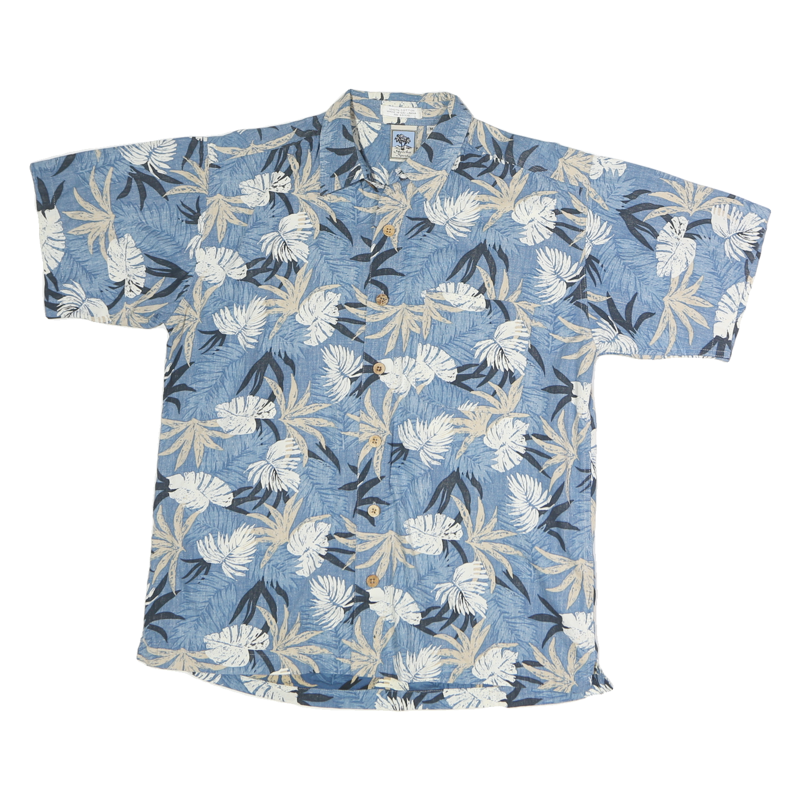GOTCHA SPORT Mens Blue & Beige Floral Cotton Shirt M Casual Summer Vacation Refurbished - N/A refurbished available on Cerqular