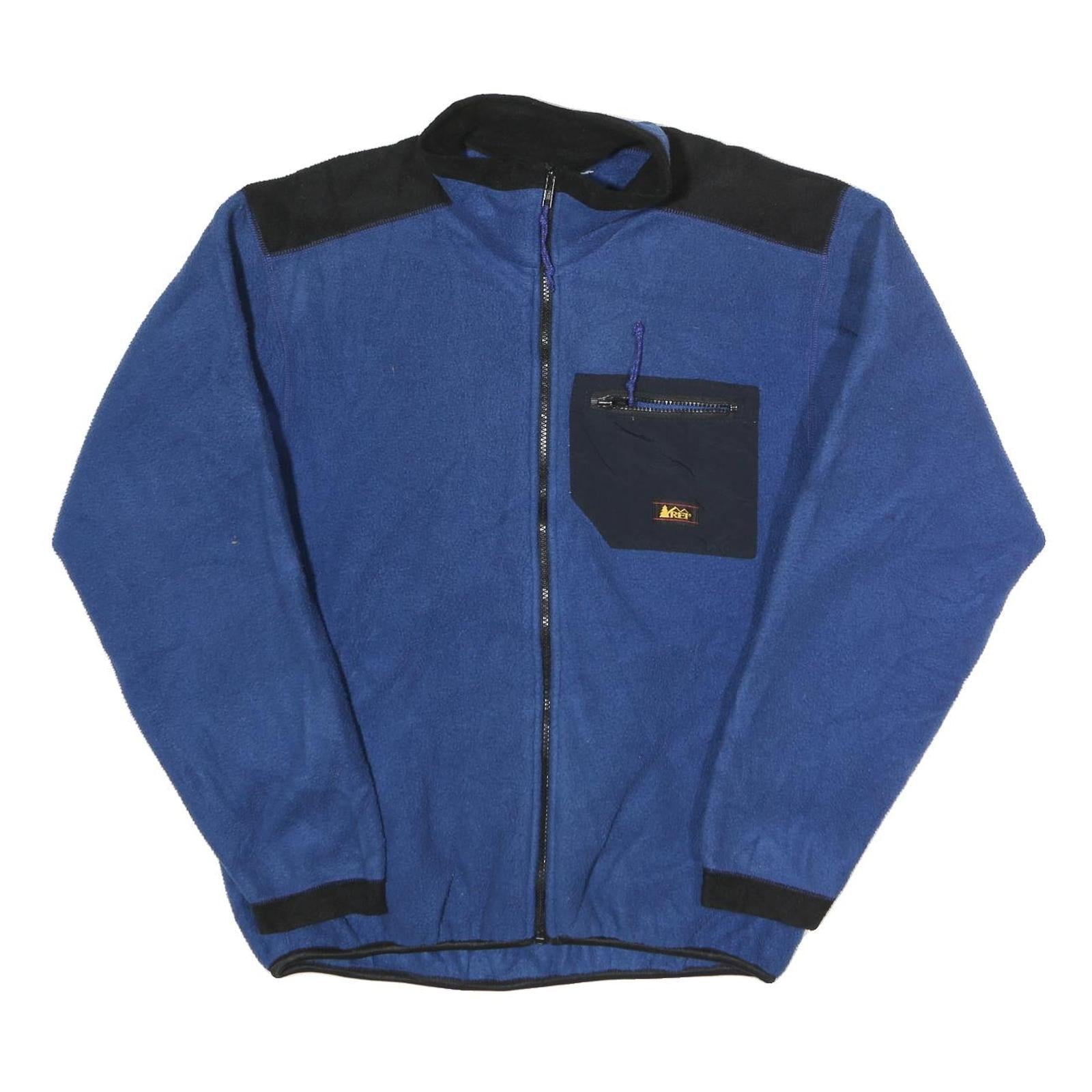 REI Mens Blue Black Fleece Jacket L Polyester Zip Outdoor Casual Refurbished - N/A refurbished available on Cerqular