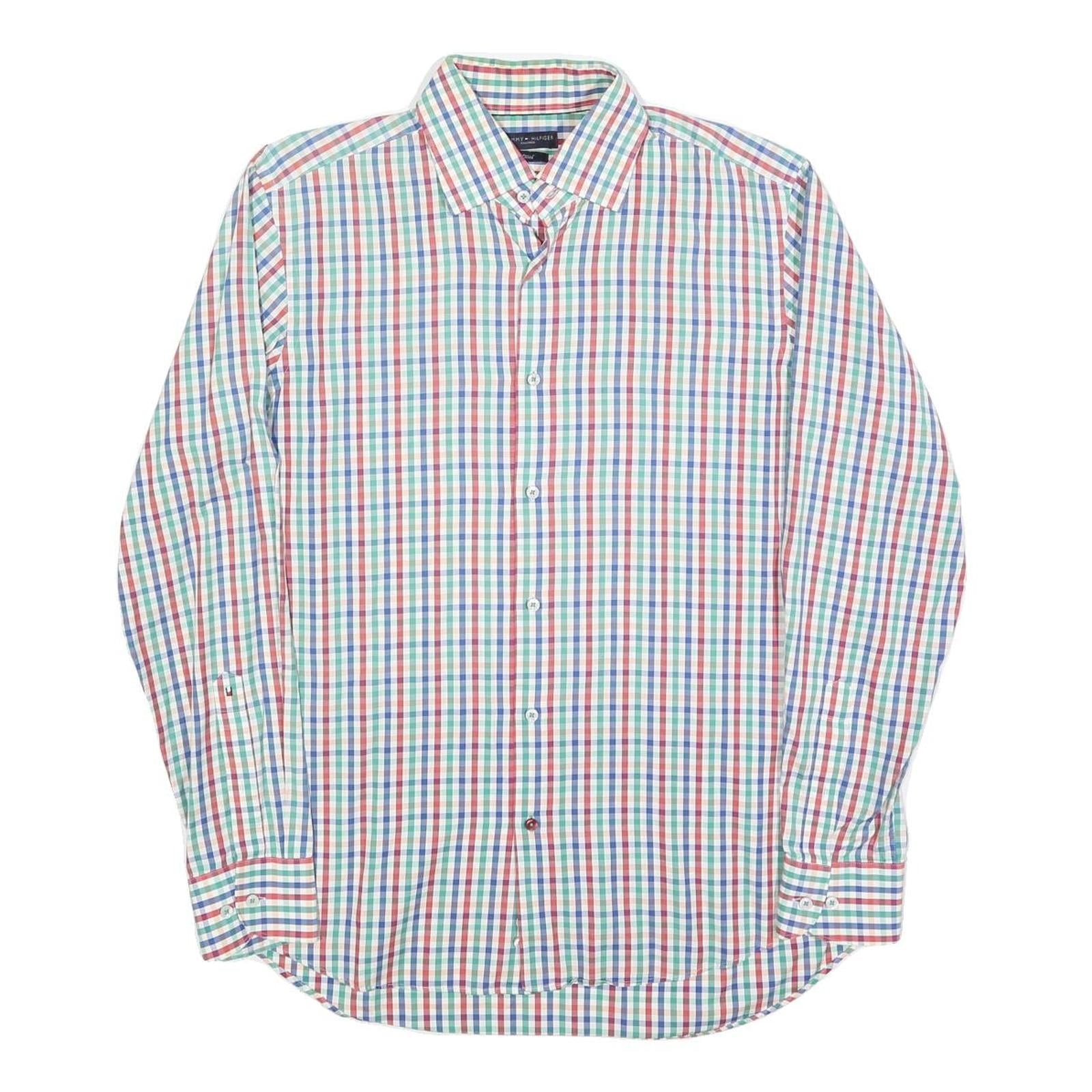 TOMMY HILFIGER Mens Blue & Green Check Shirt M Classic Fit Cotton Casual Refurbished - N/A refurbished available on Cerqular