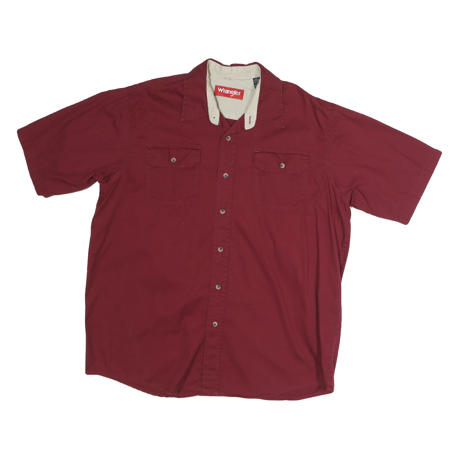 WRANGLER Mens Maroon Casual Cotton Shirt L Button Pocket Classic Fit Refurbished - N/A refurbished available on Cerqular
