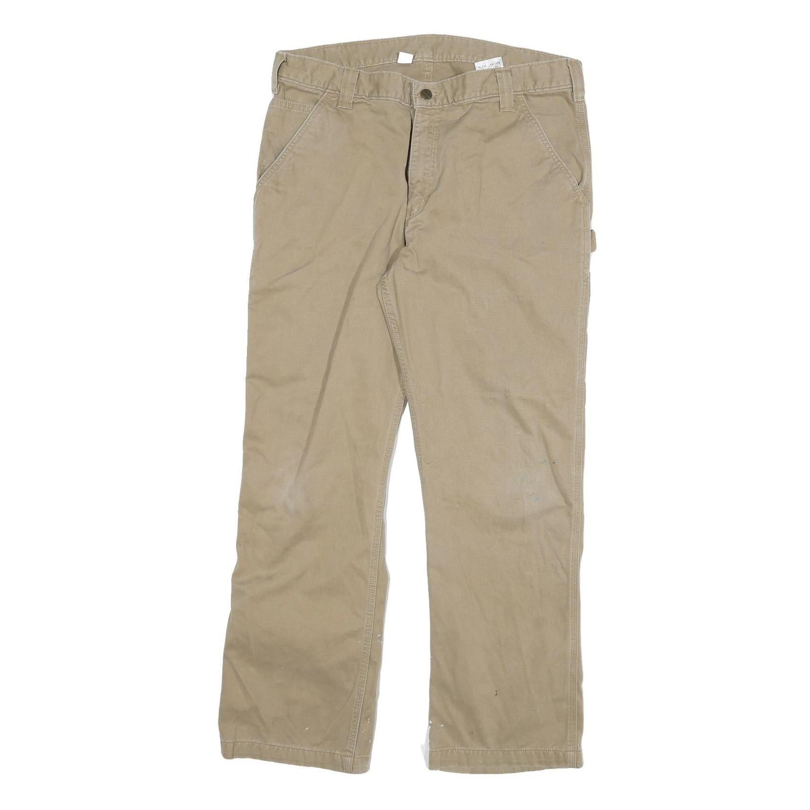 CARHARTT Mens Relaxed Beige Cotton Blend Trousers W34 L30 Workwear Zip Closure Refurbished - N/A refurbished available on Cerqular