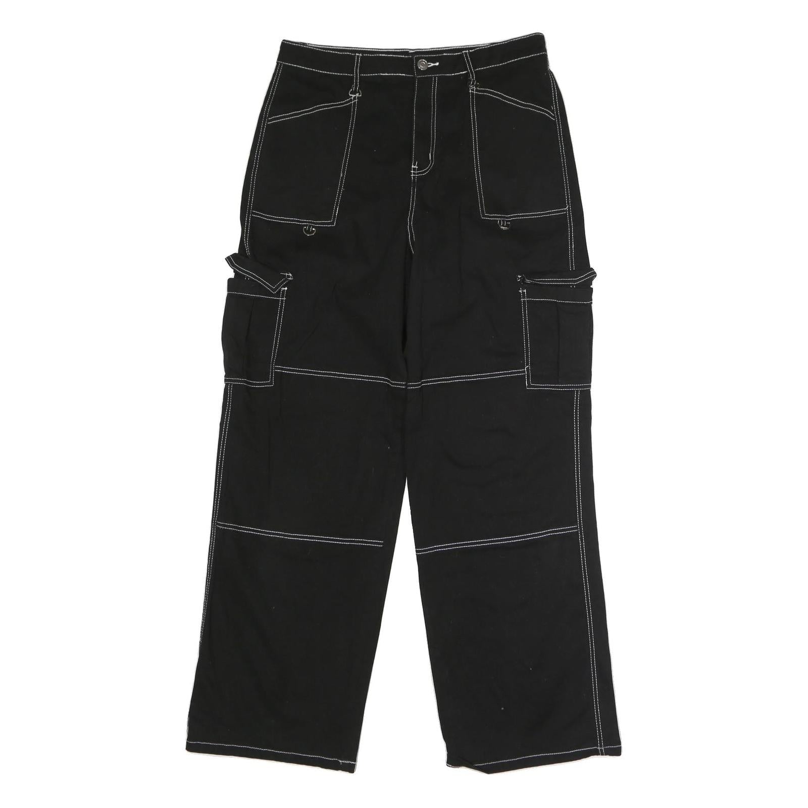 RACHEL PAIGE Womens Black Cotton Blend Regular Wide-Leg Trousers W32 L30 Refurbished - N/A refurbished available on Cerqular