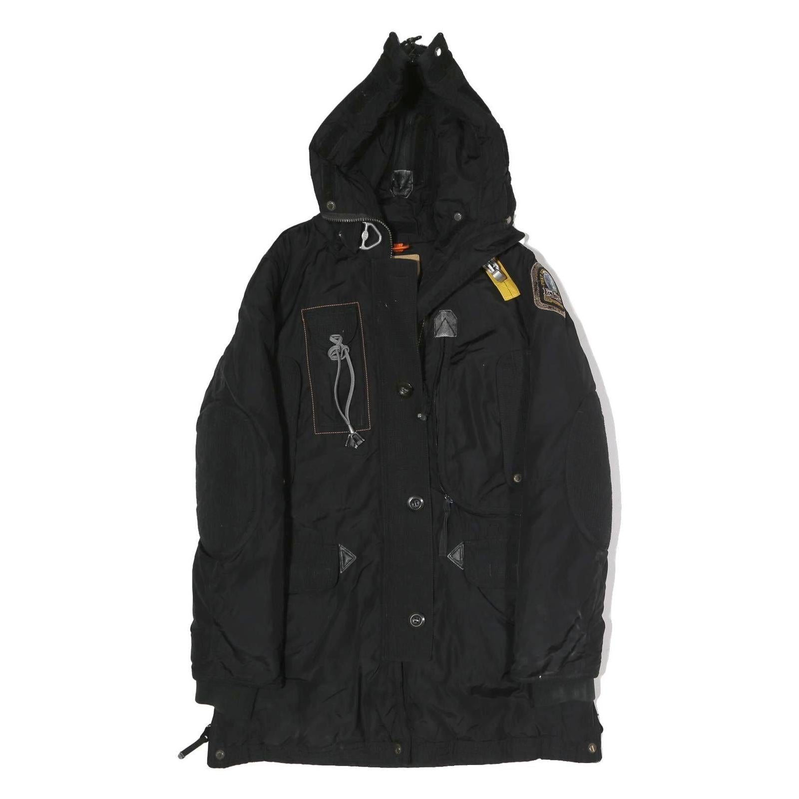 PARAJUMPERS Mens Black Outdoor Jacket S Polyester Zip Hooded Patch Pocket Refurbished - N/A refurbished available on Cerqular