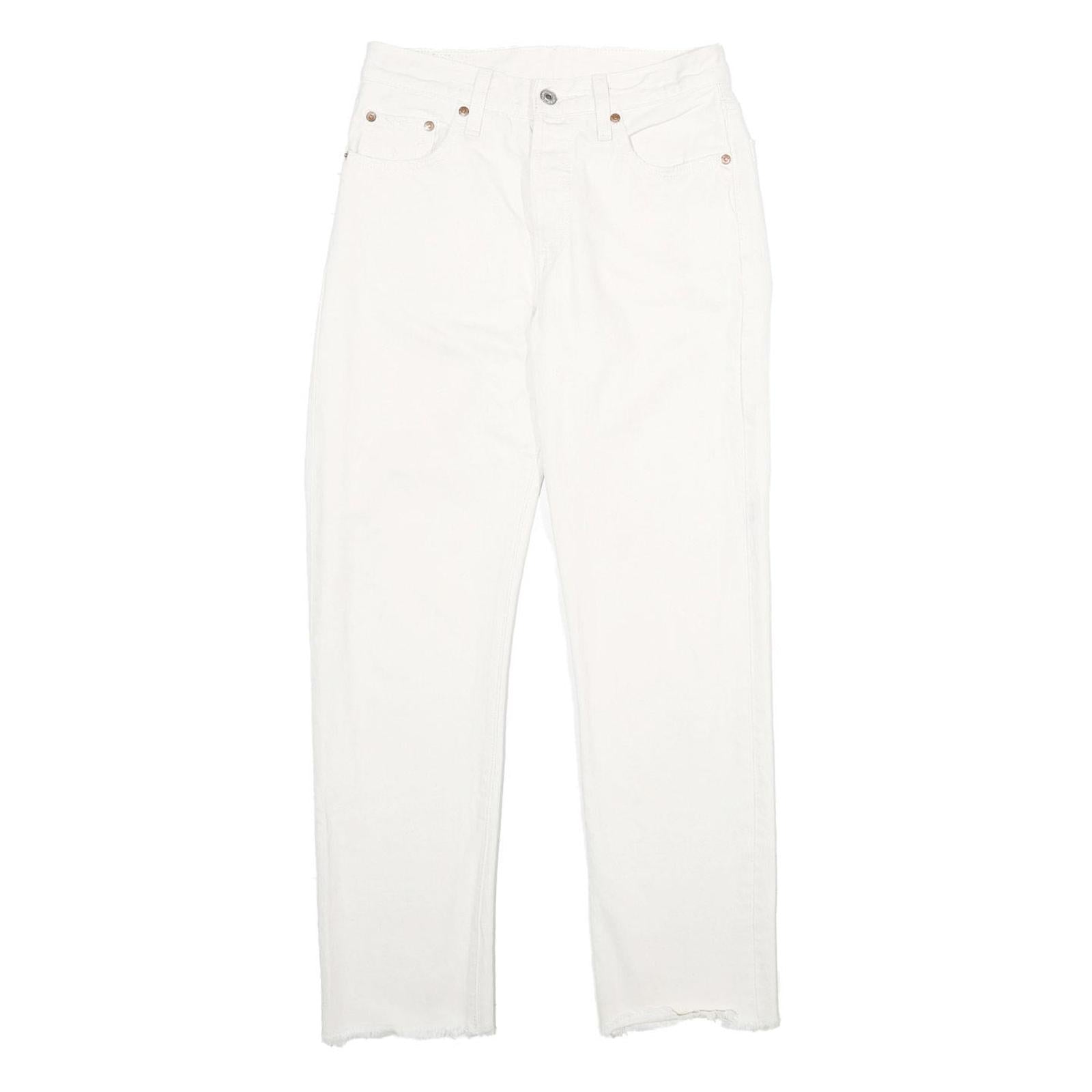LEVI'S 501 BIG E Womens Jeans White Classic Straight Denim W25 L28 Raw Hem Refurbished - N/A refurbished available on Cerqular