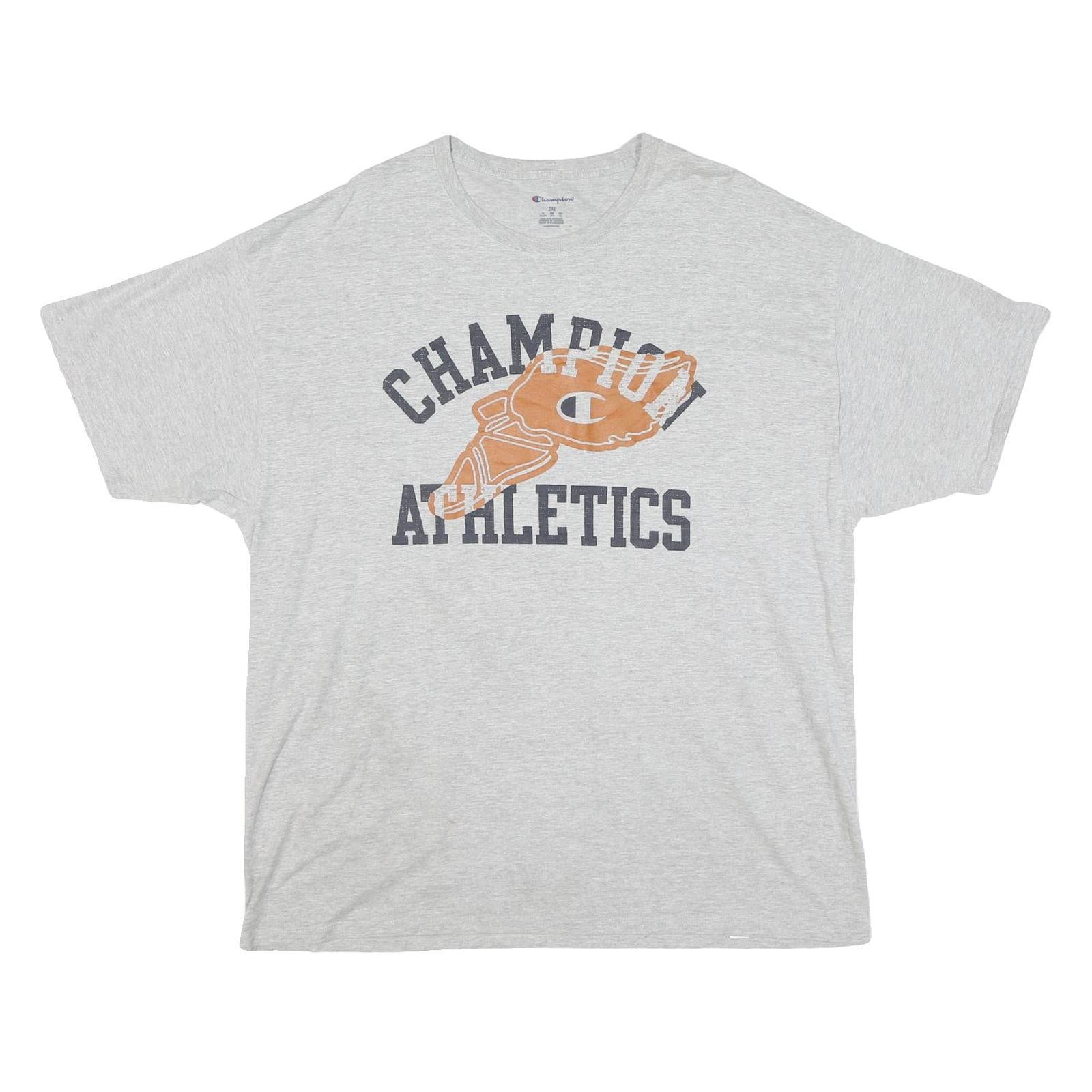 CHAMPION Mens Grey Graphic T-Shirt 2XL Short Sleeve Crew Neck Cotton Blend Refurbished - N/A refurbished available on Cerqular