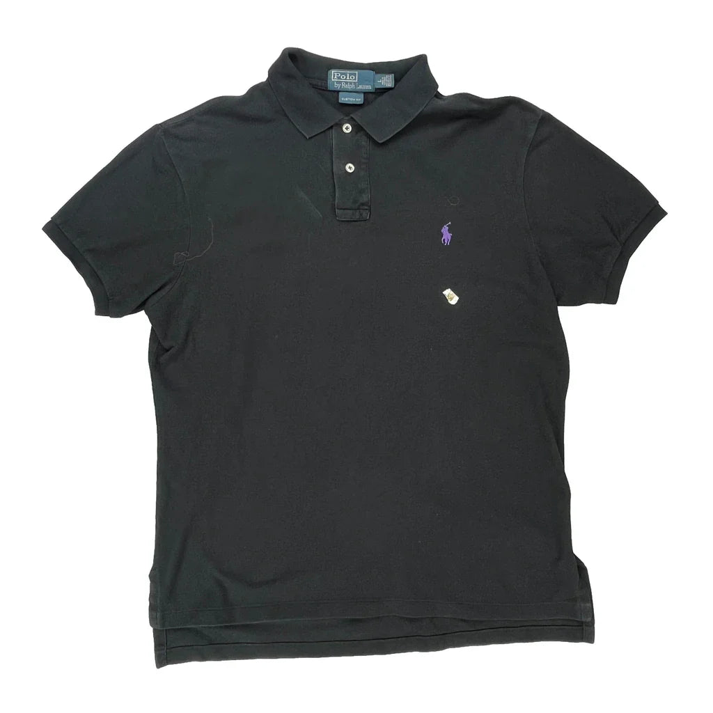 Polo By Ralph Lauren Polo Shirt - Large Black Cotton Refurbished - Thrifted (note: this is a term often used to describe second- refurbished available on Cerqular