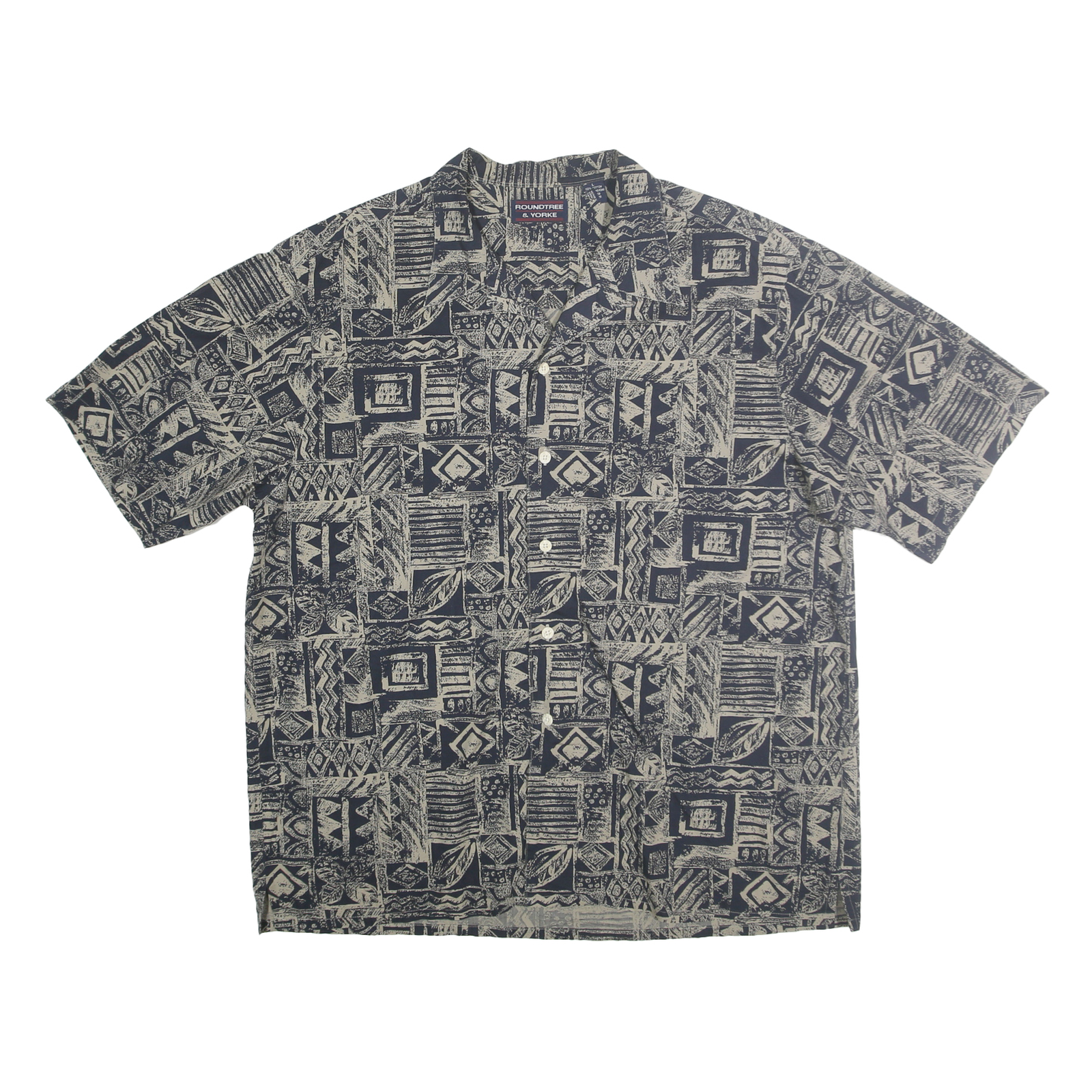 Buy ROUNDTREE & YORKE Mens Navy Blue & Cream Patterned Cotton Shirt L Relaxed Fit Refurbished - $16.89 ROUNDTREE & YORKE Mens Navy Blue & Cream Patterned Cotton Shirt L Relaxed Fit Refurbished - N/A refurbished available on Cerqular
