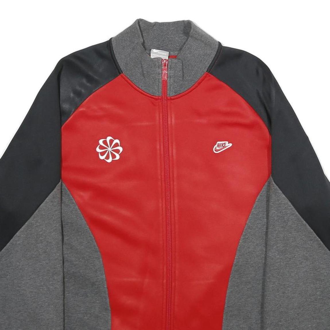 NIKE Mens Red & Grey Colourblock Zip Jacket L Cotton Blend Sports Casual Refurbished - N/A refurbished available on Cerqular