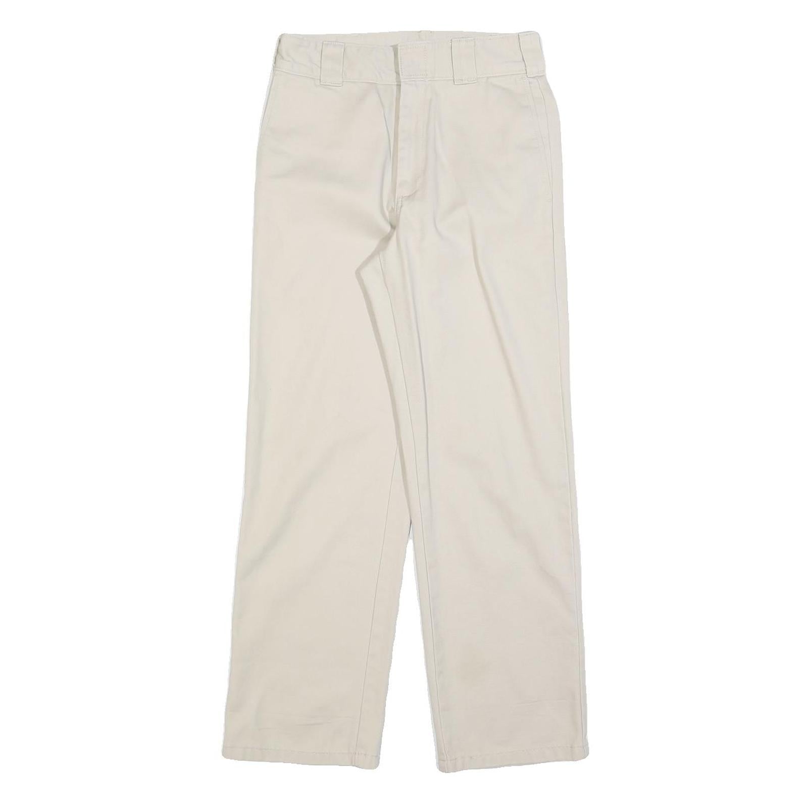 DICKIES Womens Relaxed Cotton Blend White Trousers W26 L28 Workwear Zip Closure Refurbished - N/A refurbished available on Cerqular