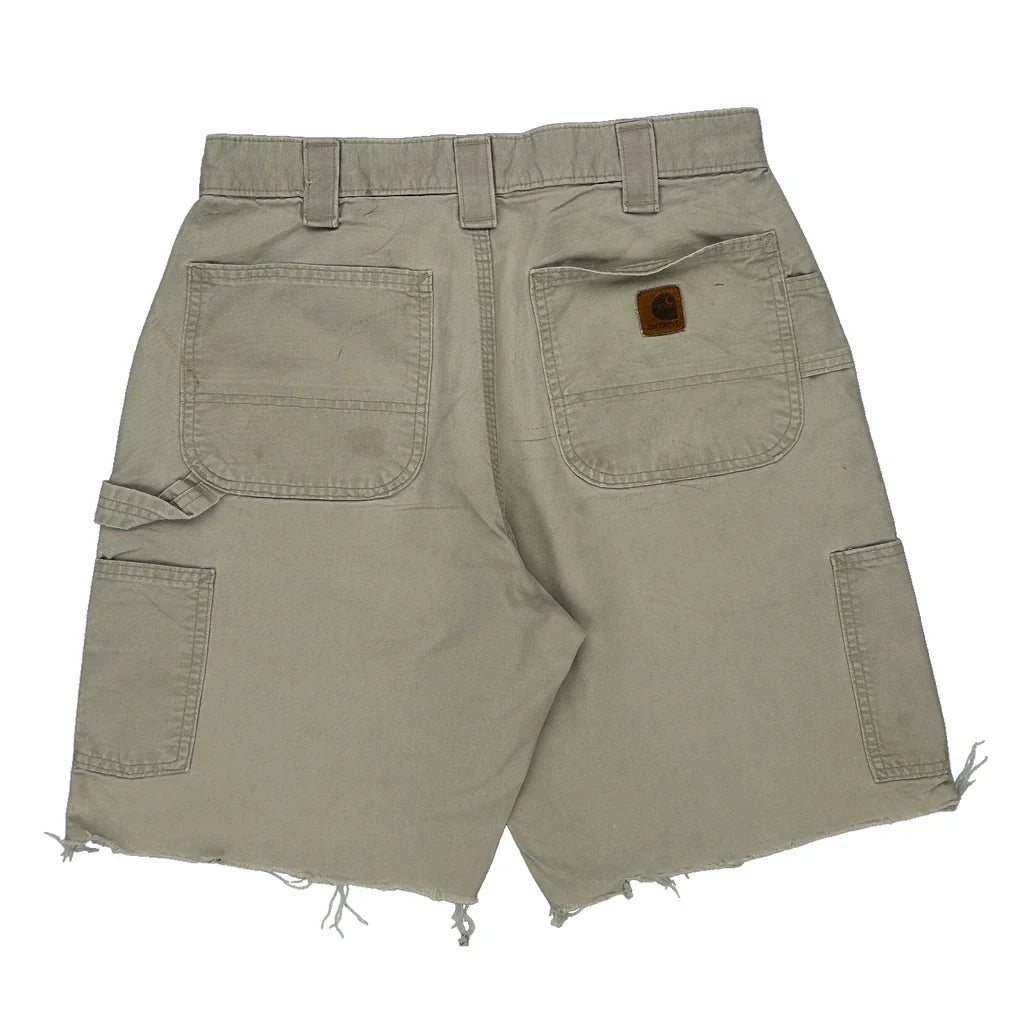 Carhartt Carpenter Shorts - 30W 9L Beige Cotton Refurbished - Thrifted (note: this is a term often used to describe second- refurbished available on Cerqular