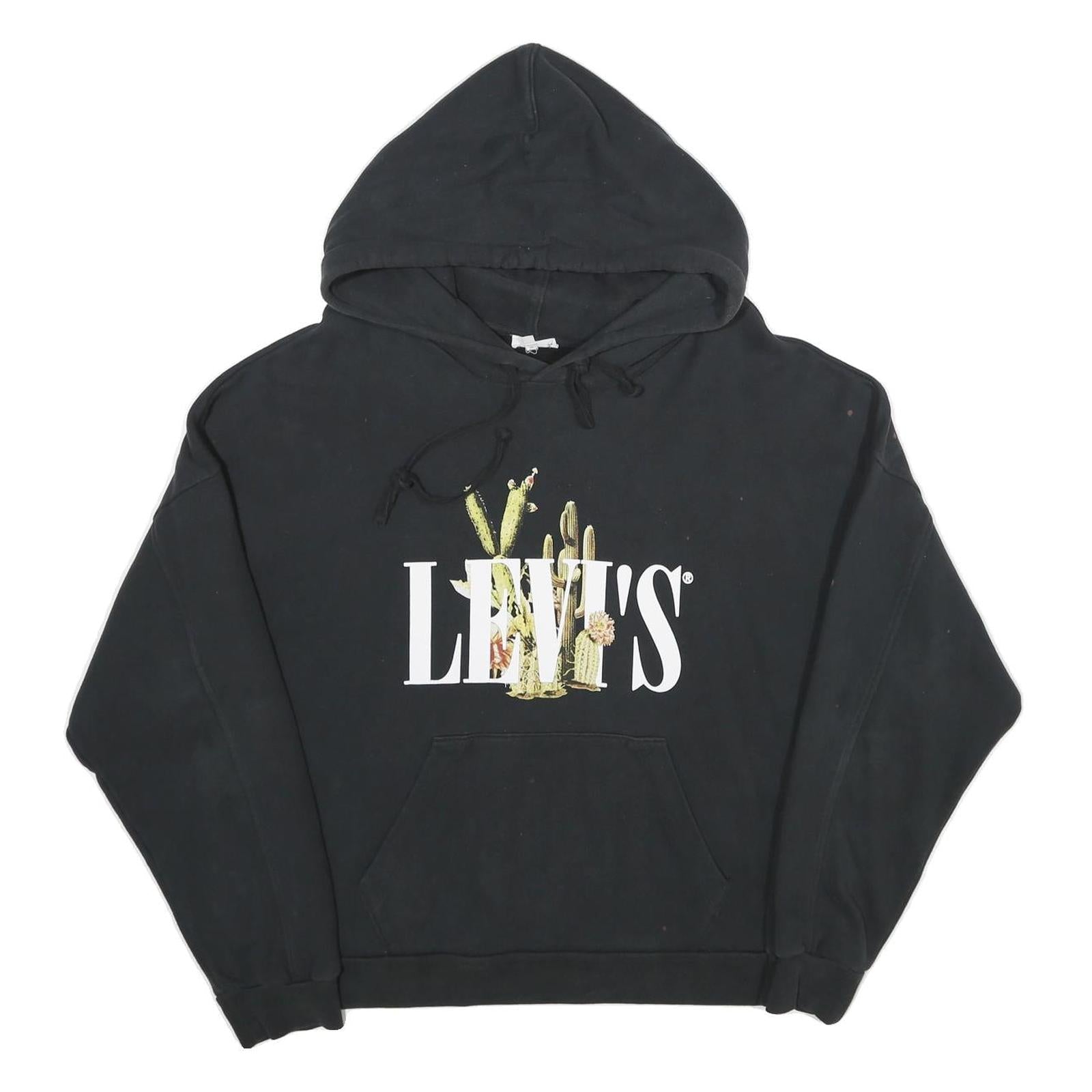 LEVI'S Womens Black Cotton Hoodie M Graphic Print Casual Pullover Sweatshirt Refurbished - N/A refurbished available on Cerqular