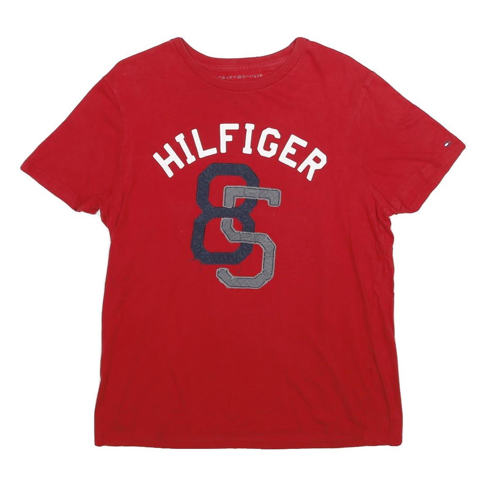 TOMMY HILFIGER Mens Red Hilfiger Graphic T-Shirt S Short Sleeve Crew Neck Casual Refurbished - N/A refurbished available on Cerqular