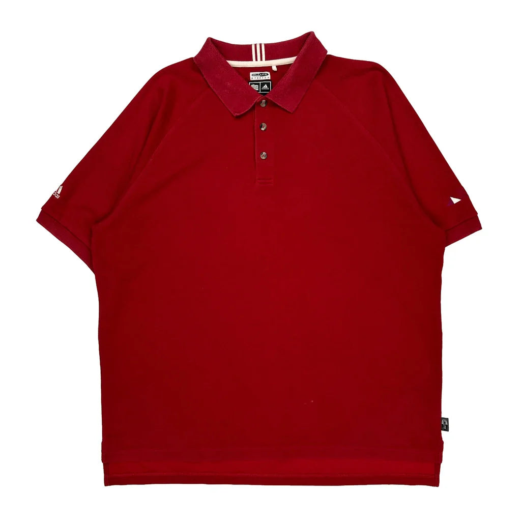Adidas Polo Shirt - XL Red Cotton Refurbished - Thrifted (note: this is a term often used to describe second- refurbished available on Cerqular