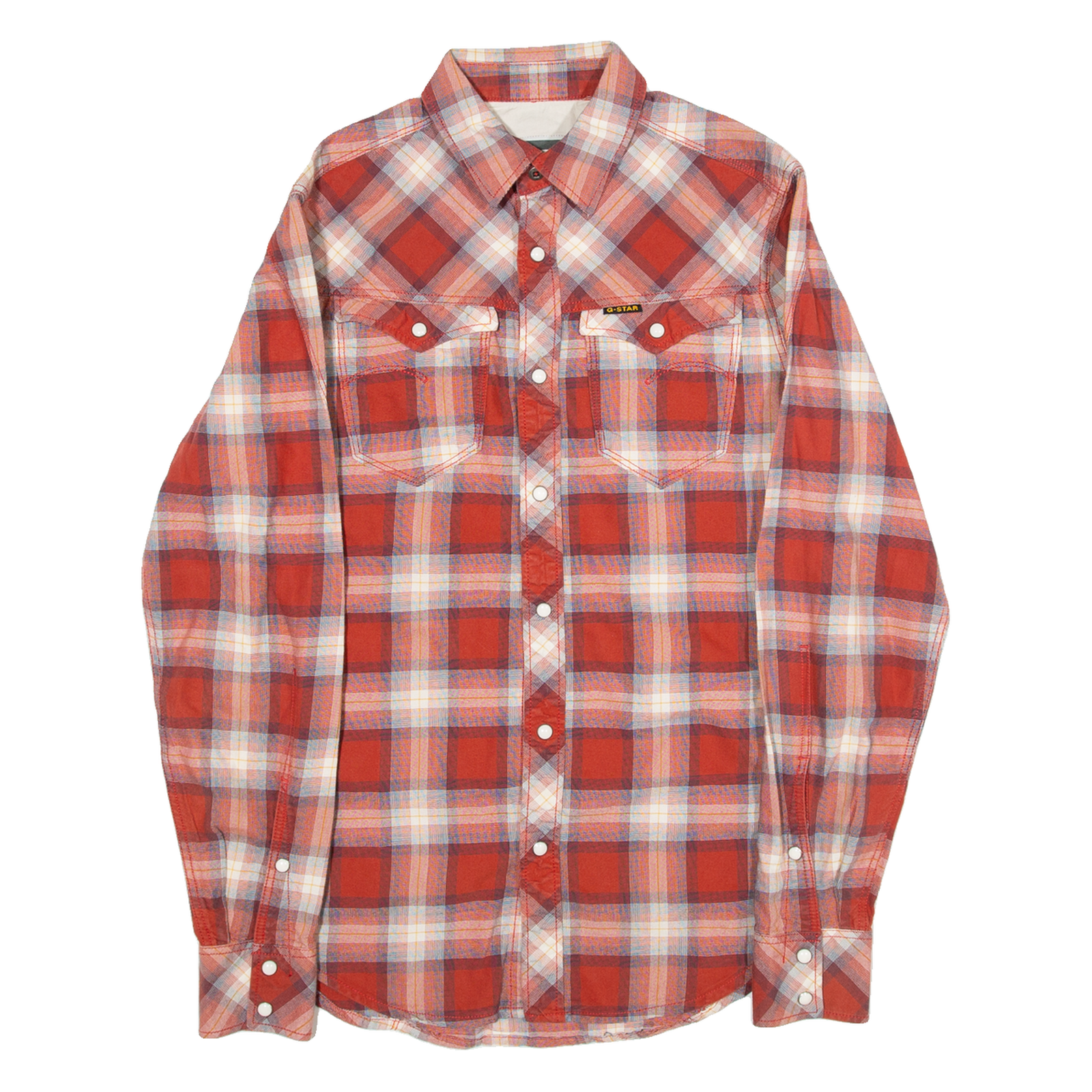 G-STAR RAW Mens Shirt Orange Check Long Sleeve S Refurbished - N/A refurbished available on Cerqular