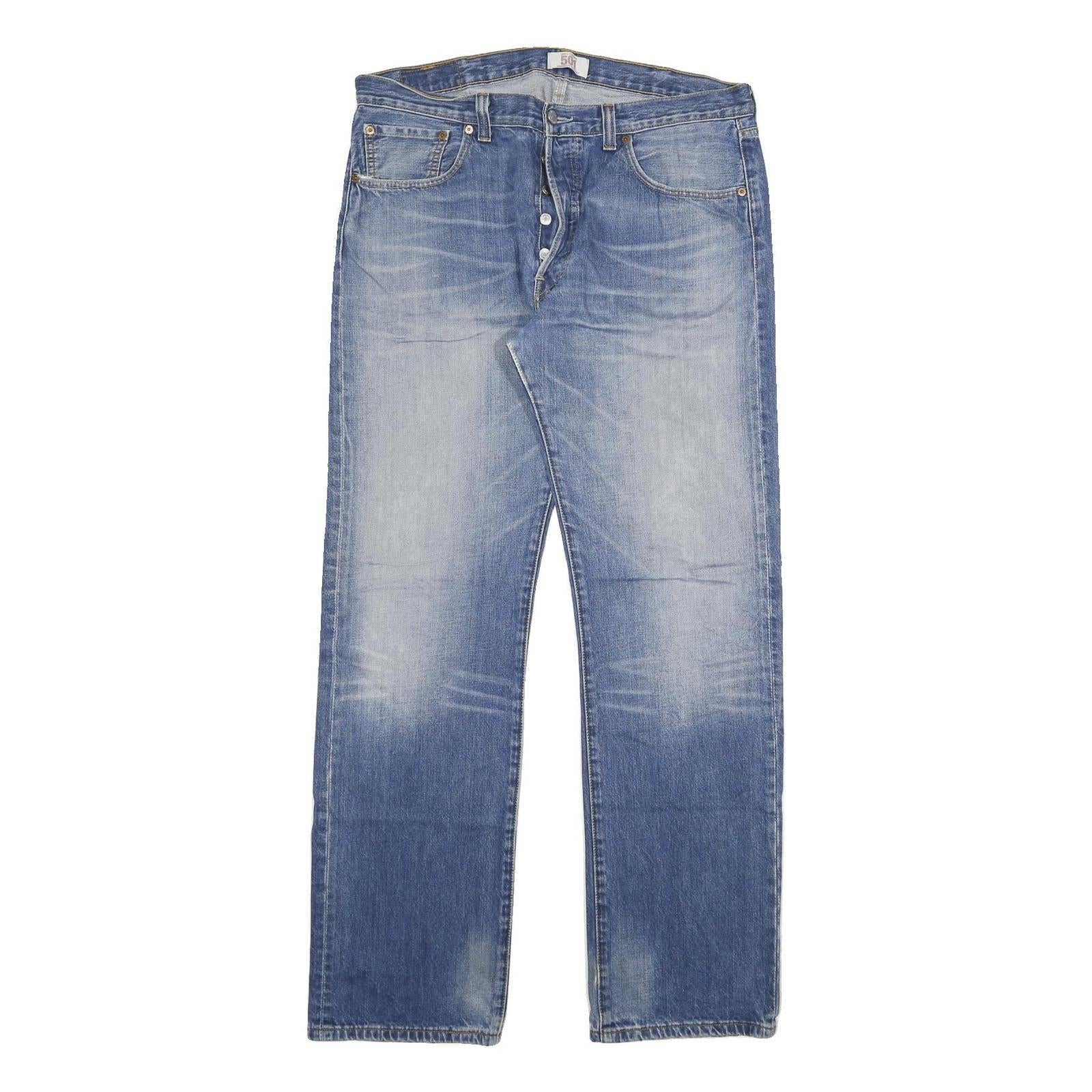 LEVI'S 501 Mens Jeans Blue Regular Straight Denim Medium W38 L34 Button Closure Refurbished - N/A refurbished available on Cerqular