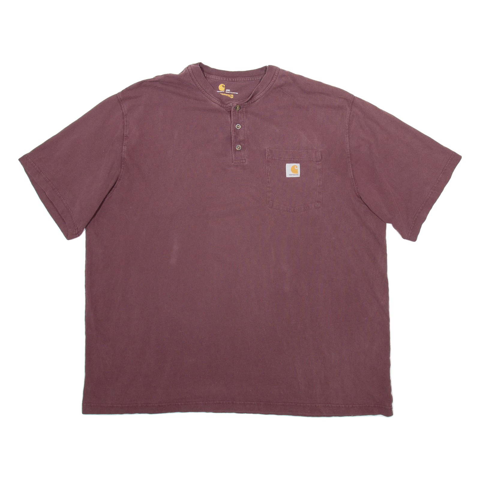 CARHARTT Mens T-Shirt Brown Button Neck 2XL Refurbished - N/A refurbished available on Cerqular