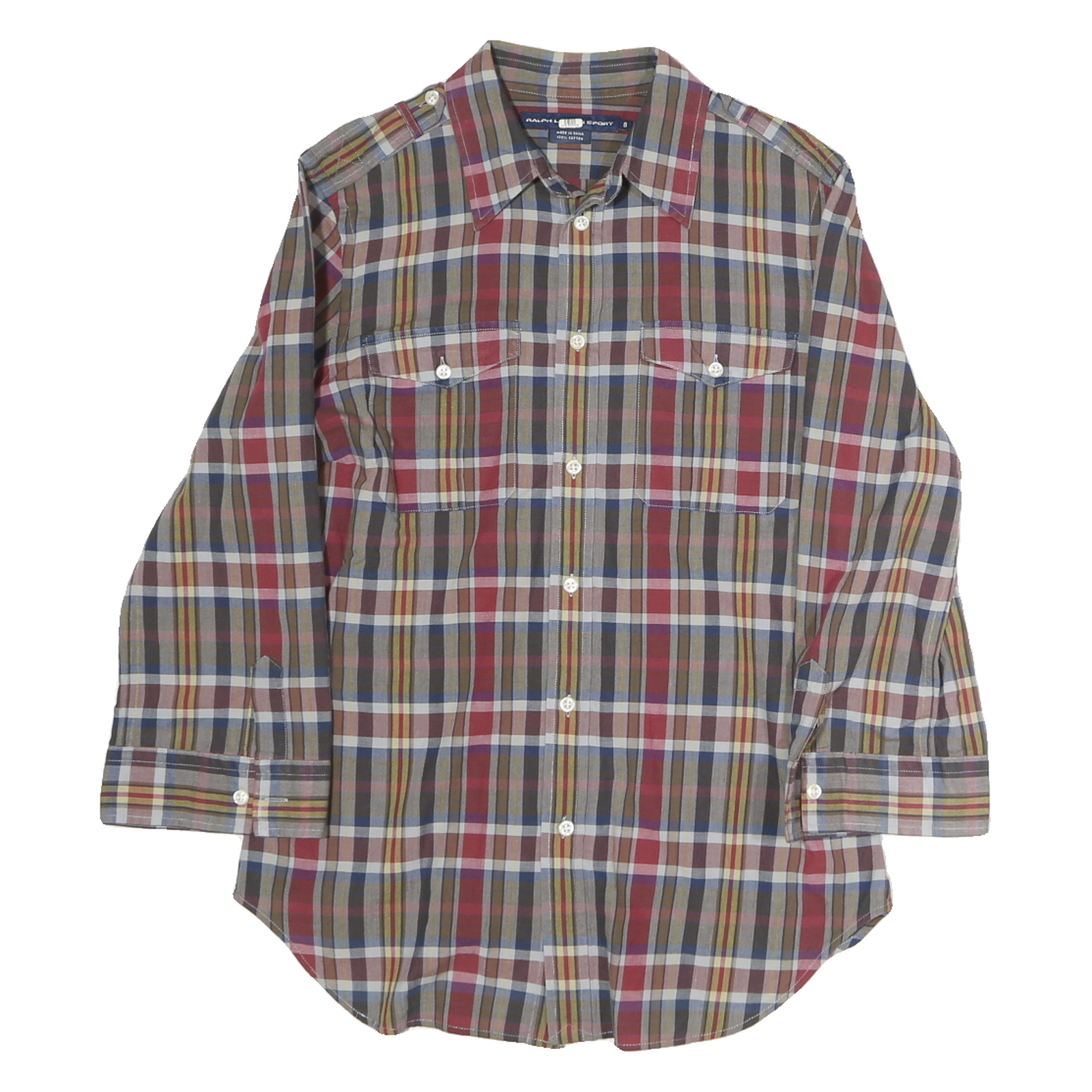 POLO SPORT RALPH LAUREN Mens Red Brown Check Shirt S Cotton Button Front Casual Refurbished - N/A refurbished available on Cerqular