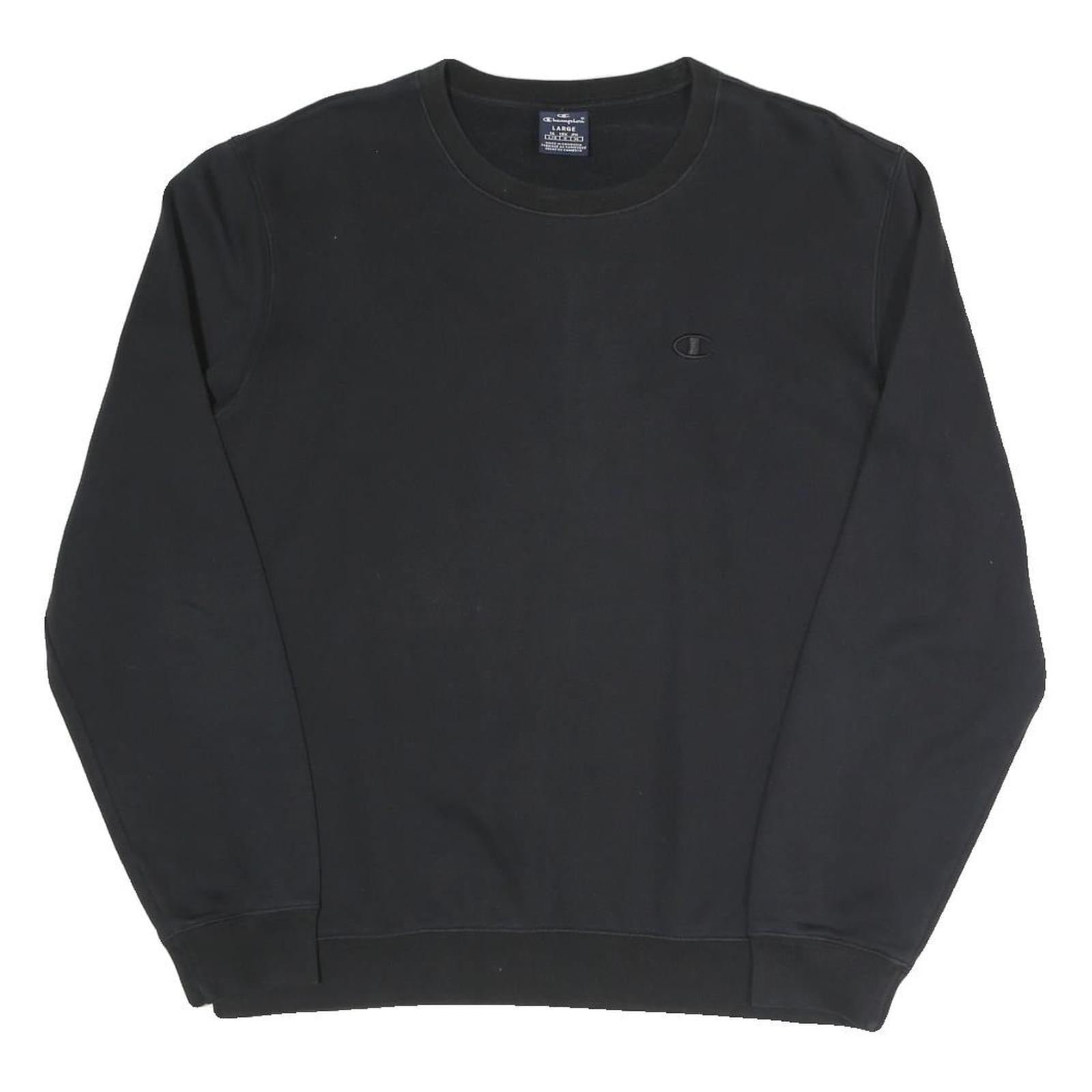 CHAMPION Mens Black Cotton Blend Crew Neck Sweatshirt L Classic Logo Pullover Refurbished - N/A refurbished available on Cerqular