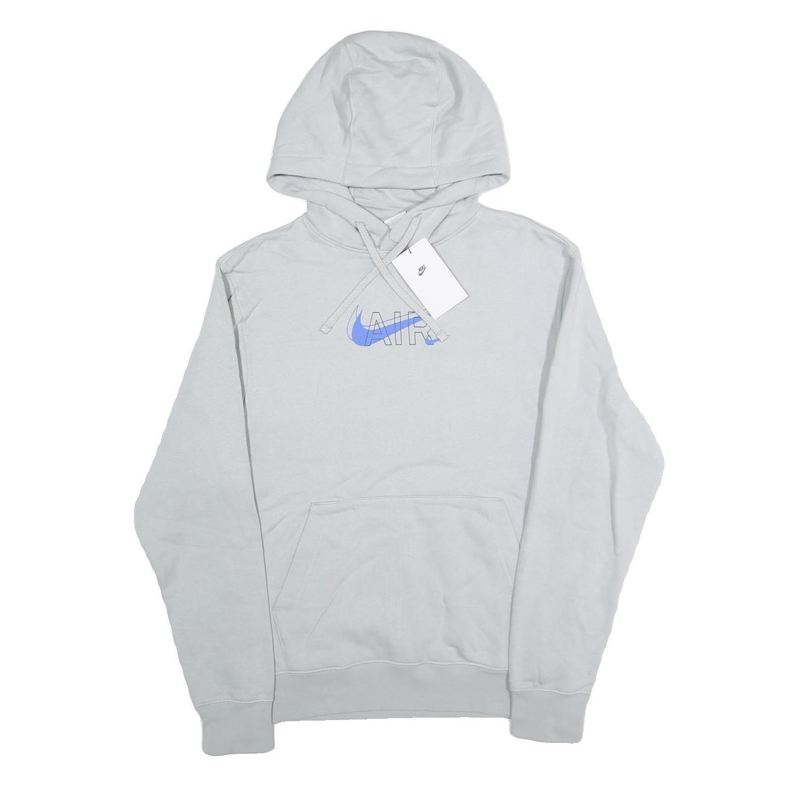 NIKE Mens Grey Hoodie S Nike Air Logo Pullover Cotton Sweatshirt Refurbished - N/A refurbished available on Cerqular