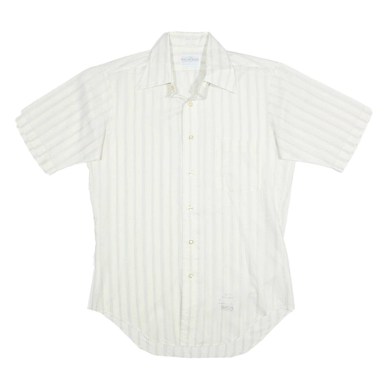 BELGRAVE SQUARE Mens White Striped Shirt M Classic Button Short Sleeve Refurbished - N/A refurbished available on Cerqular
