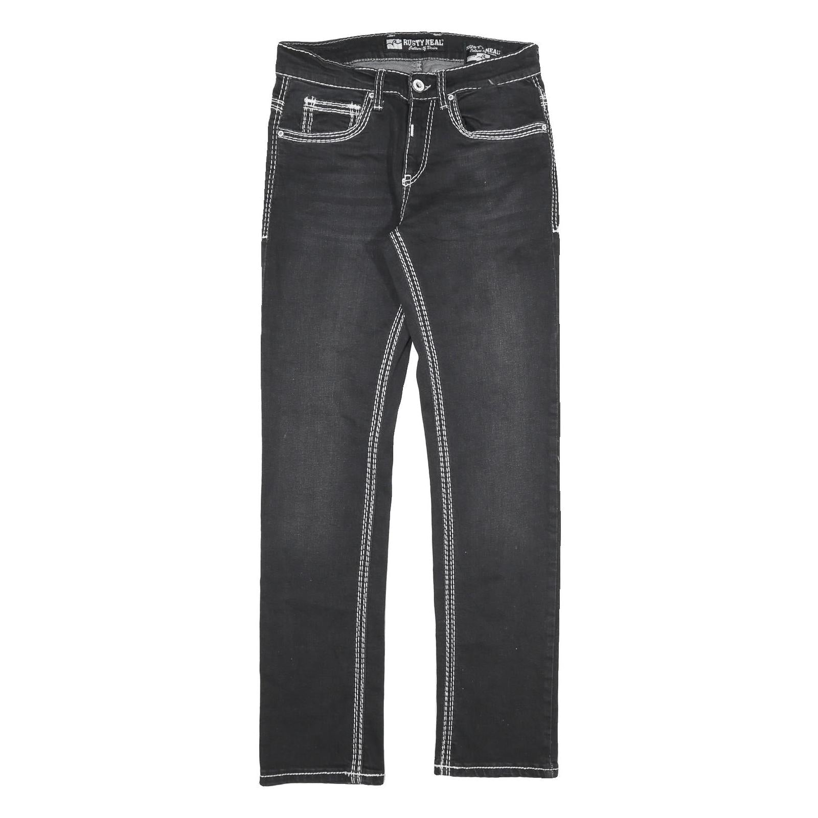 Black Womens Slim Fit Denim Jeans W30 L32 Contrast Stitching Zip Closure Refurbished - N/A refurbished available on Cerqular