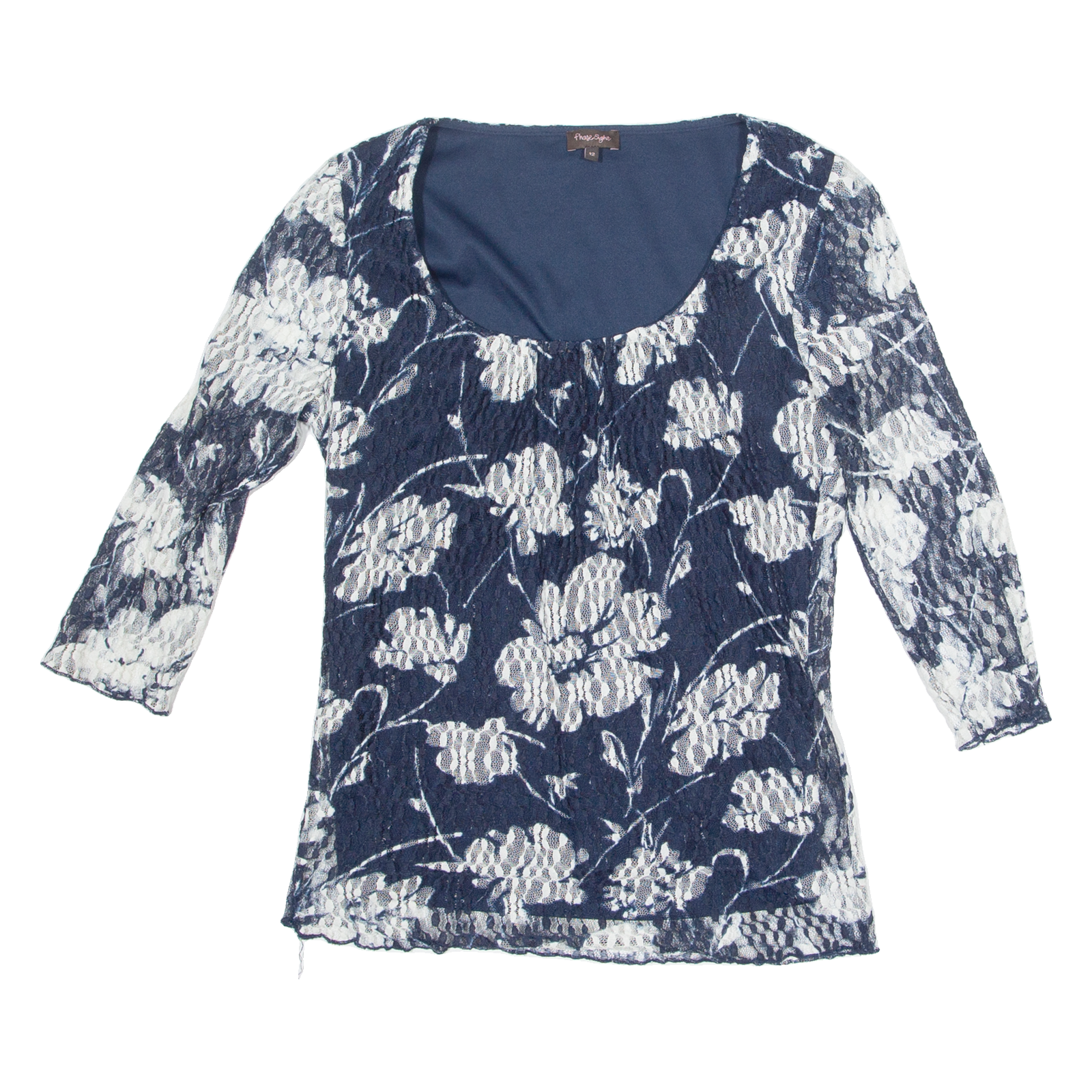 PHASE EIGHT Womens Printed Top Blue 3/4 Sleeve Floral UK 12 Refurbished - N/A refurbished available on Cerqular