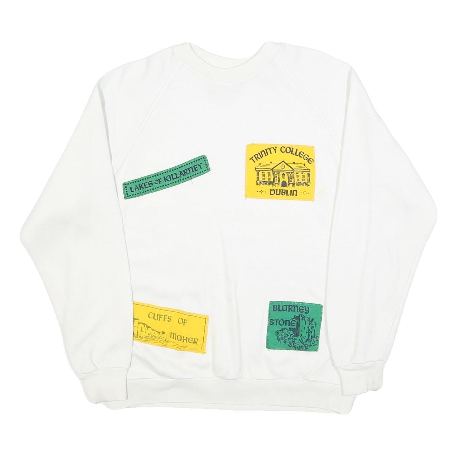 CONNOLLY Womens White Sweatshirt L Cotton Blend Crew Neck Pullover Ireland Refurbished - N/A refurbished available on Cerqular