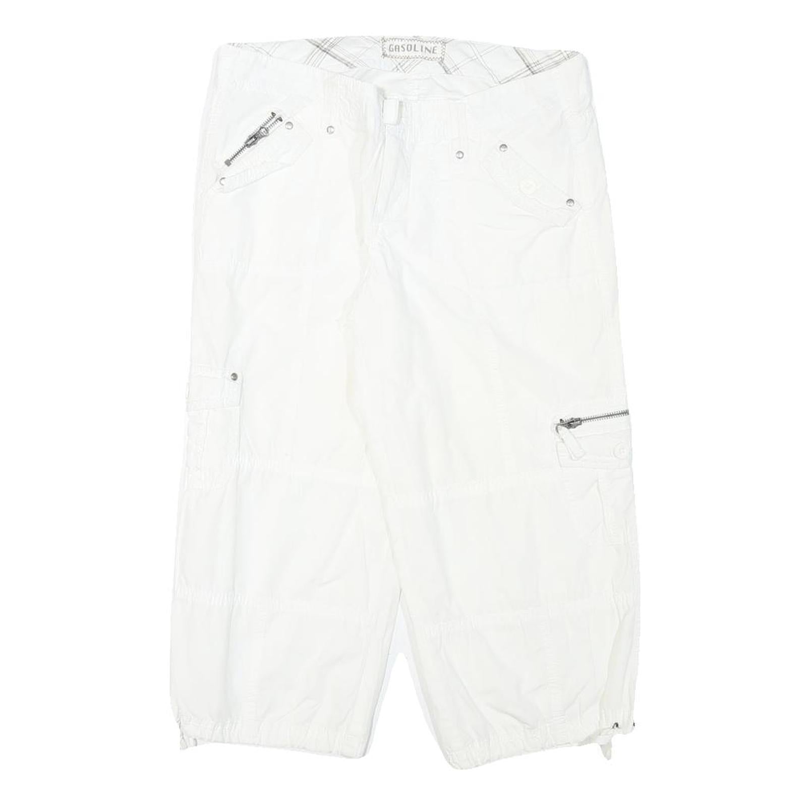 GASOLINE Womens White Casual Cotton Blend Cargo Shorts M W30 Refurbished - N/A refurbished available on Cerqular
